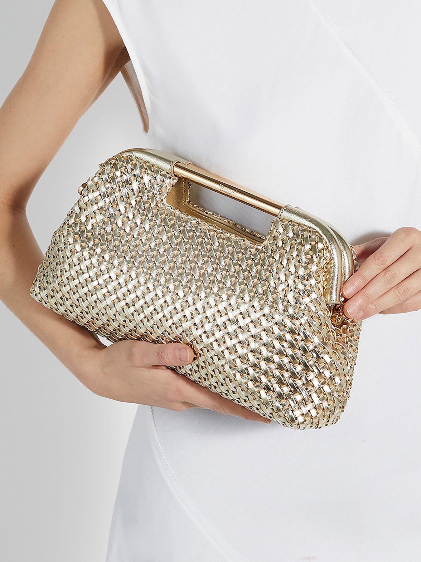 Dune London Expression Woven Grab Bag With Chain Handle - Gold