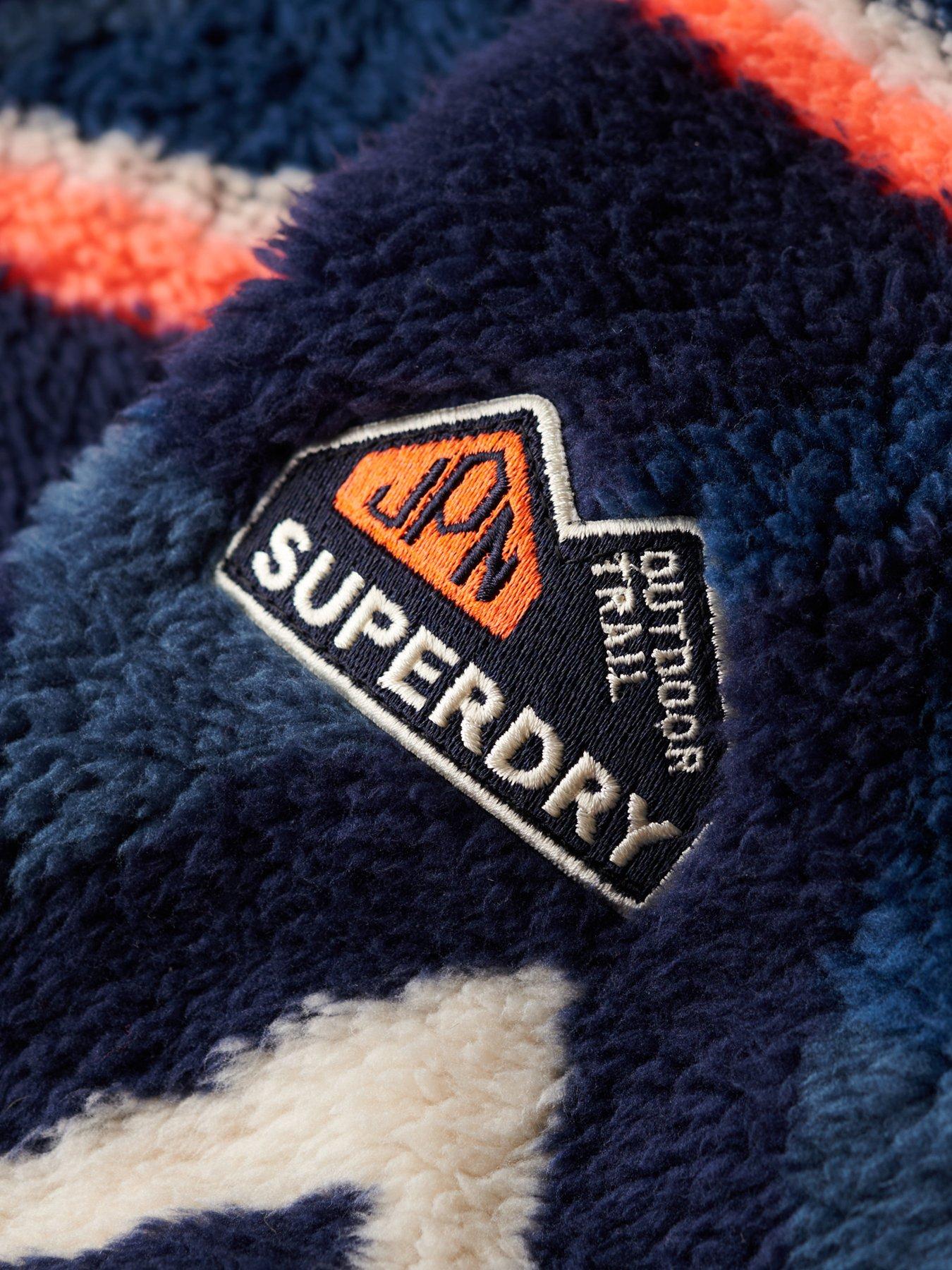 Image 4 of 5 of Superdry Super Soft Printed Henley Crew Neck Sweater - Navy