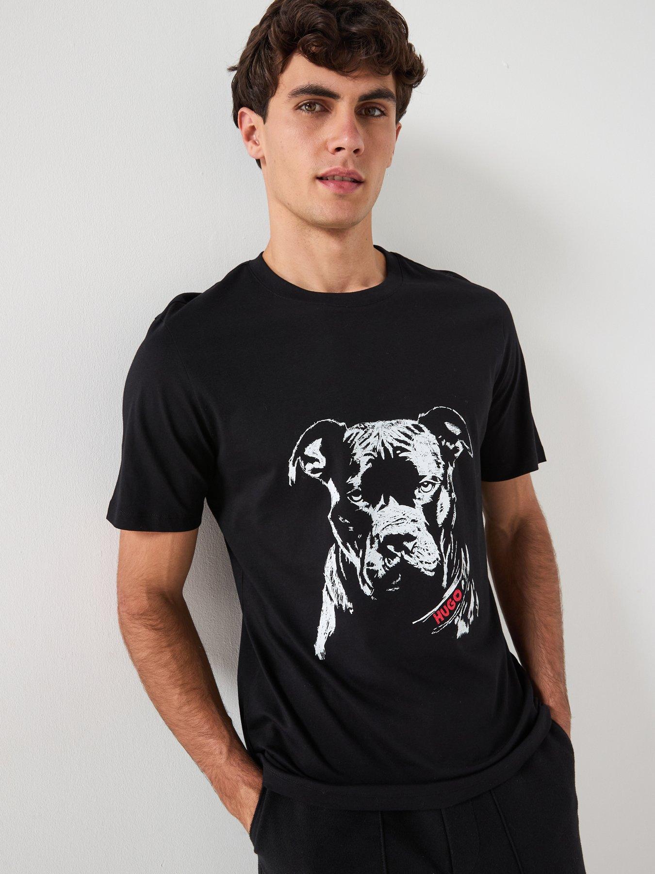 HUGO Dubrox Dog Graphic Regular Fit T-Shirt - Black
