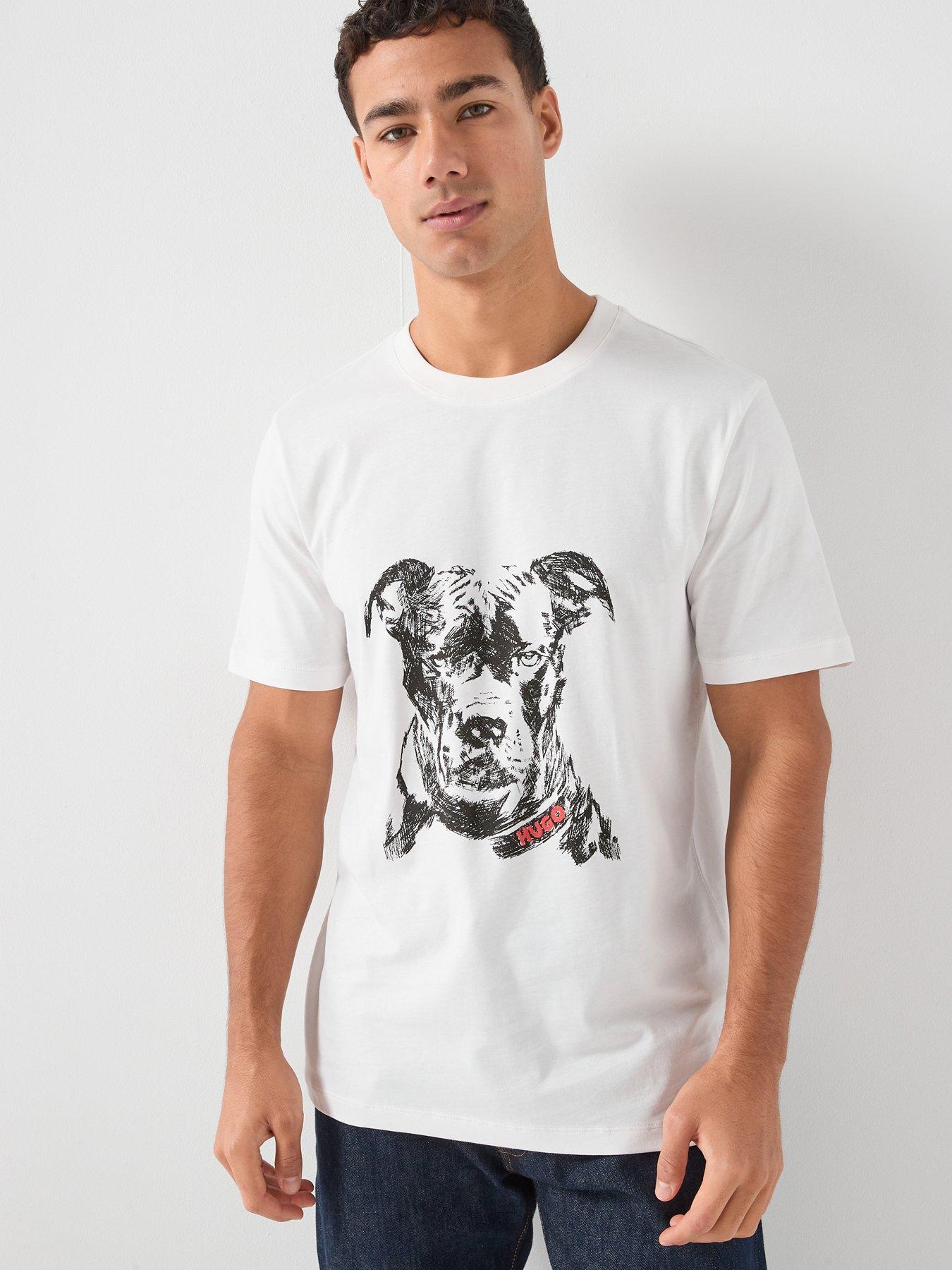 HUGO Dubrox Dog Graphic Regular Fit T-Shirt - White