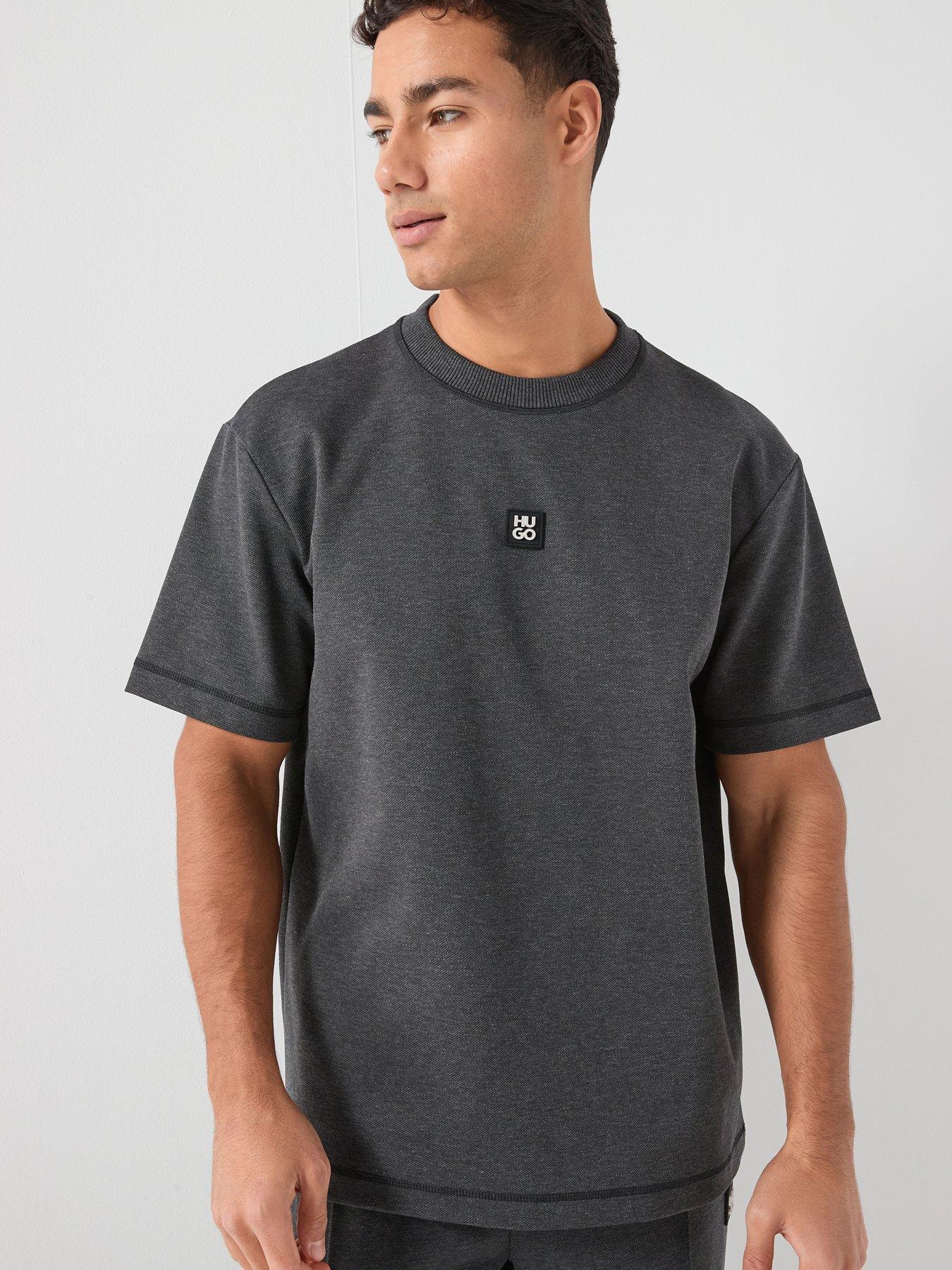 HUGO Hugo Dilanso Stacked Logo Relaxed Fit T-shirt - Grey