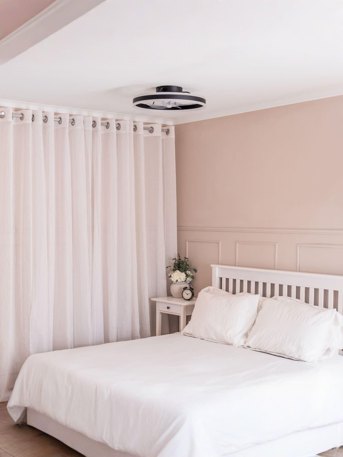 ValueLights Infinity Matt Black Circle Integrated Led Ceiling Fan With Remote Control