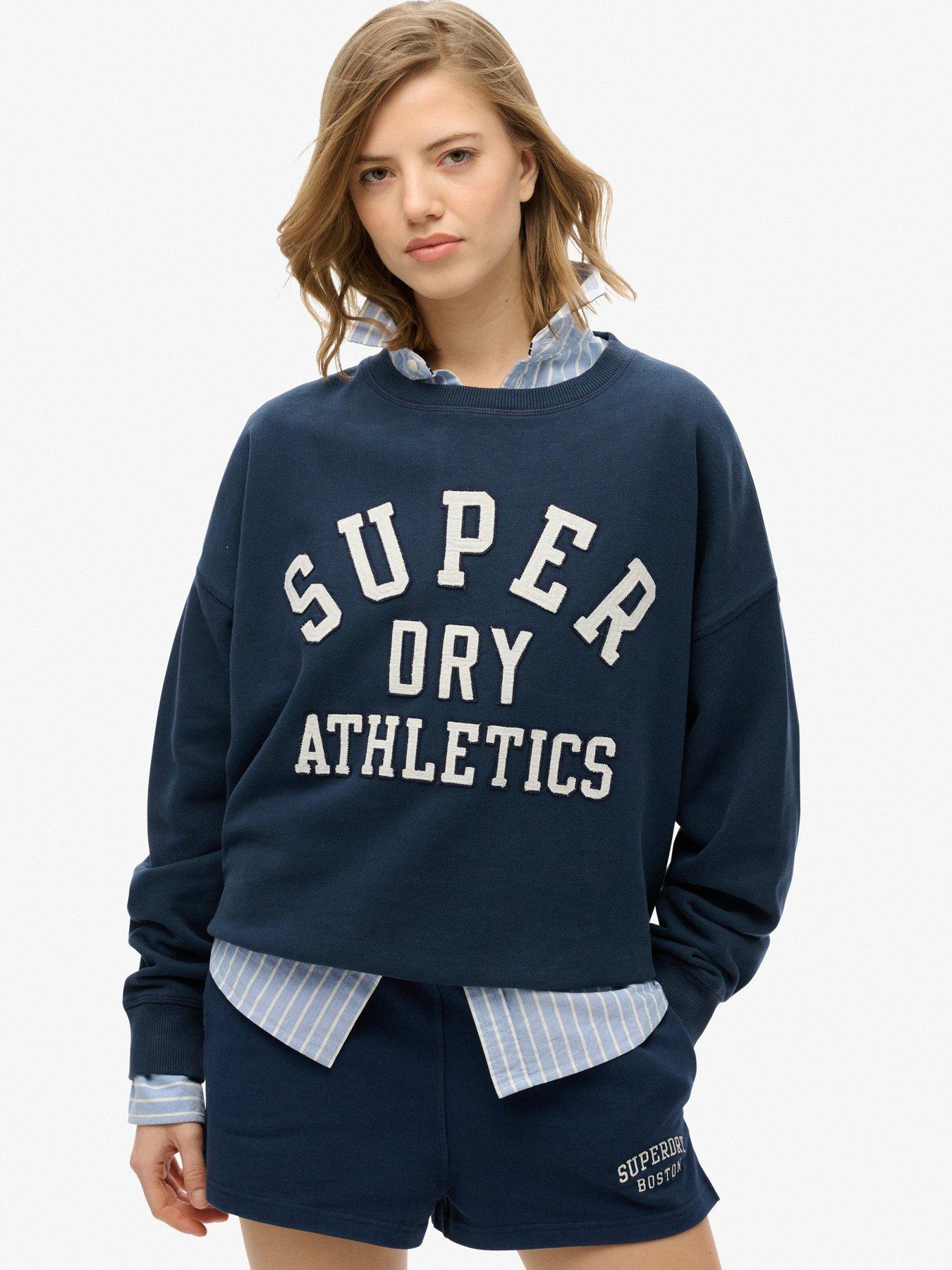 Superdry Essentials Relaxed Applique Crew Sweater - Grey