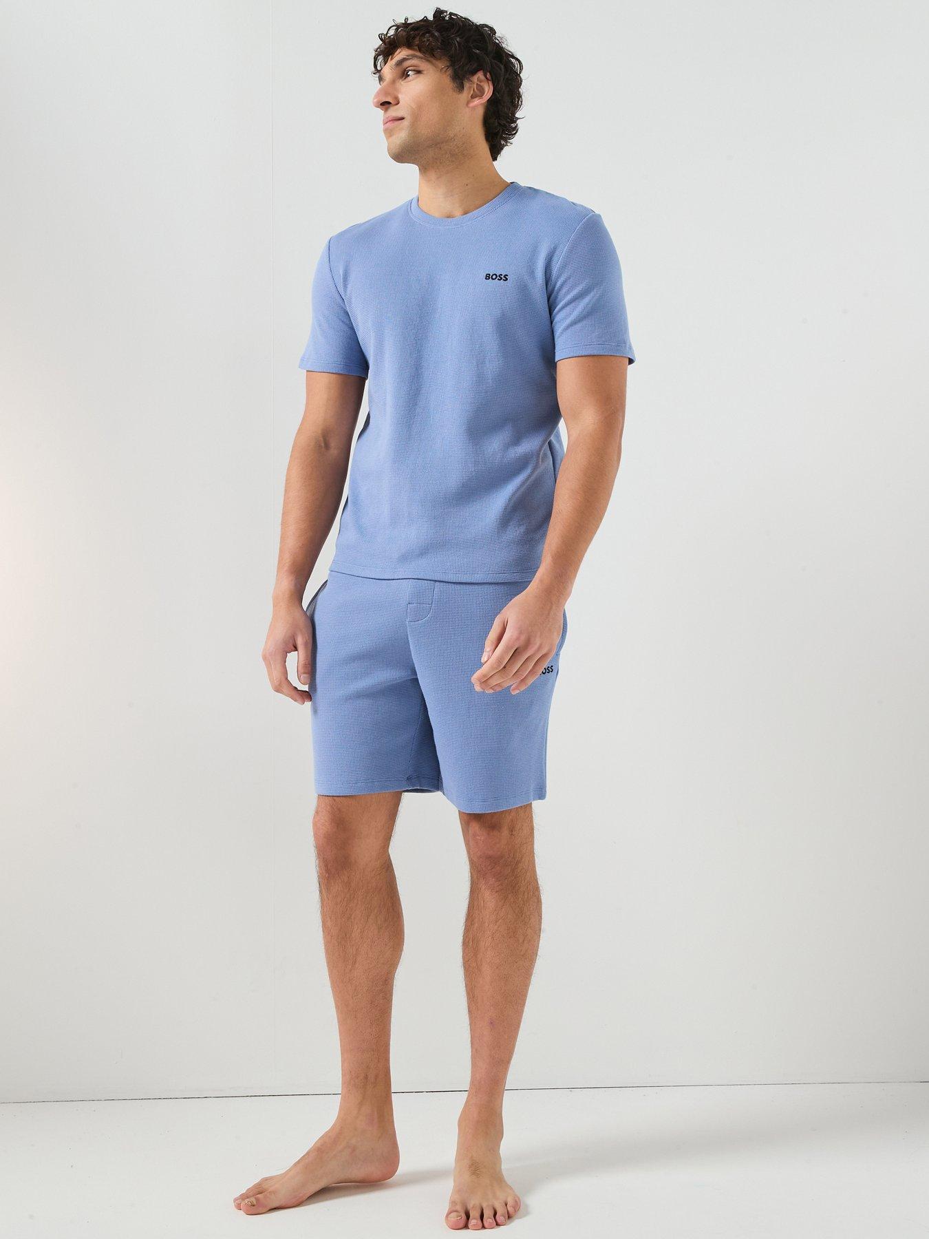 Image 3 of 5 of BOSS Waffle Loungewear Shorts - Blue