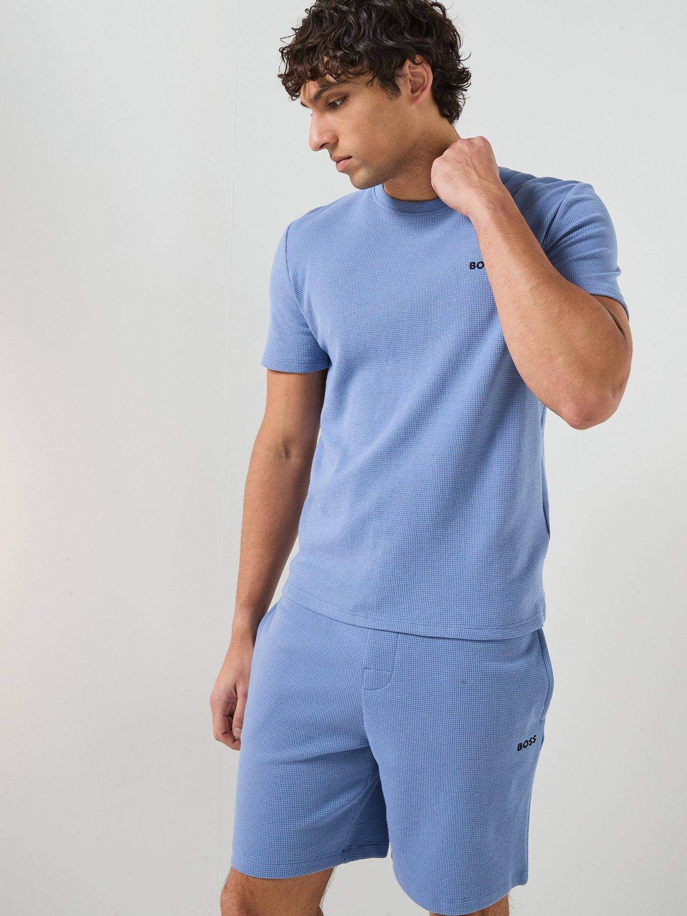 Image 5 of 5 of BOSS Waffle Loungewear Shorts - Blue