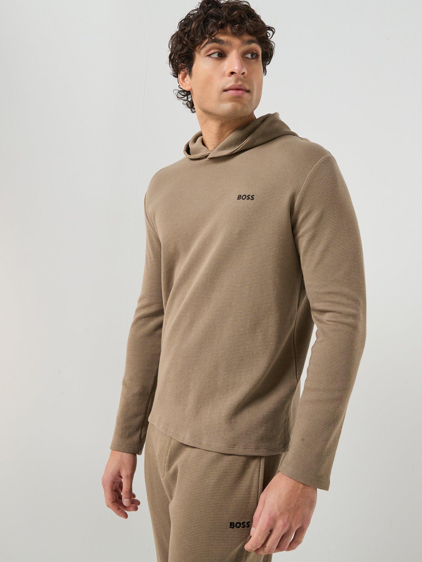 BOSS Loungewear Waffle Overhead Hoodie - Brown