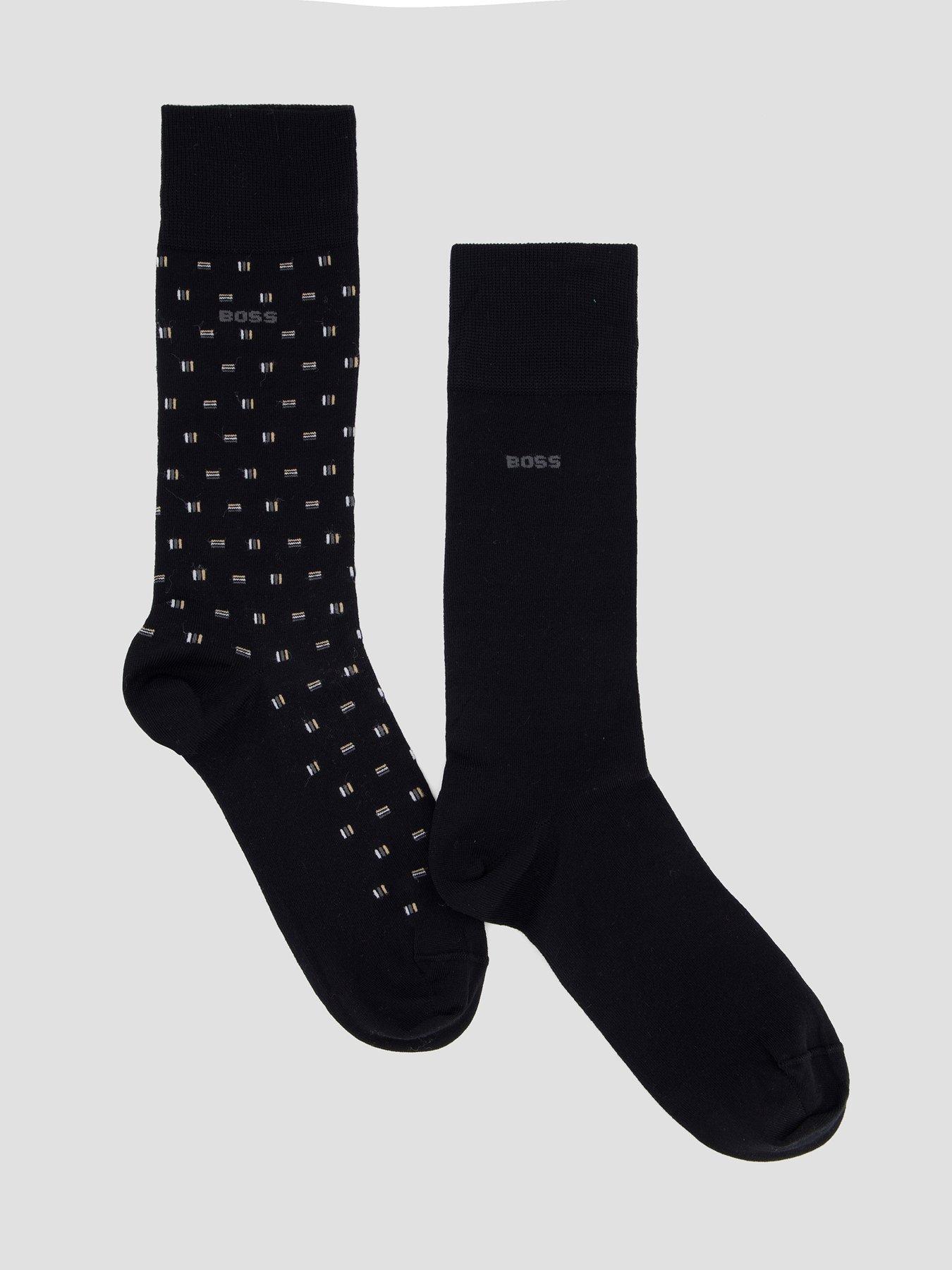 BOSS Bodywear Mini Corp Pattern 2 Pack Mercerised Crew Socks - Black