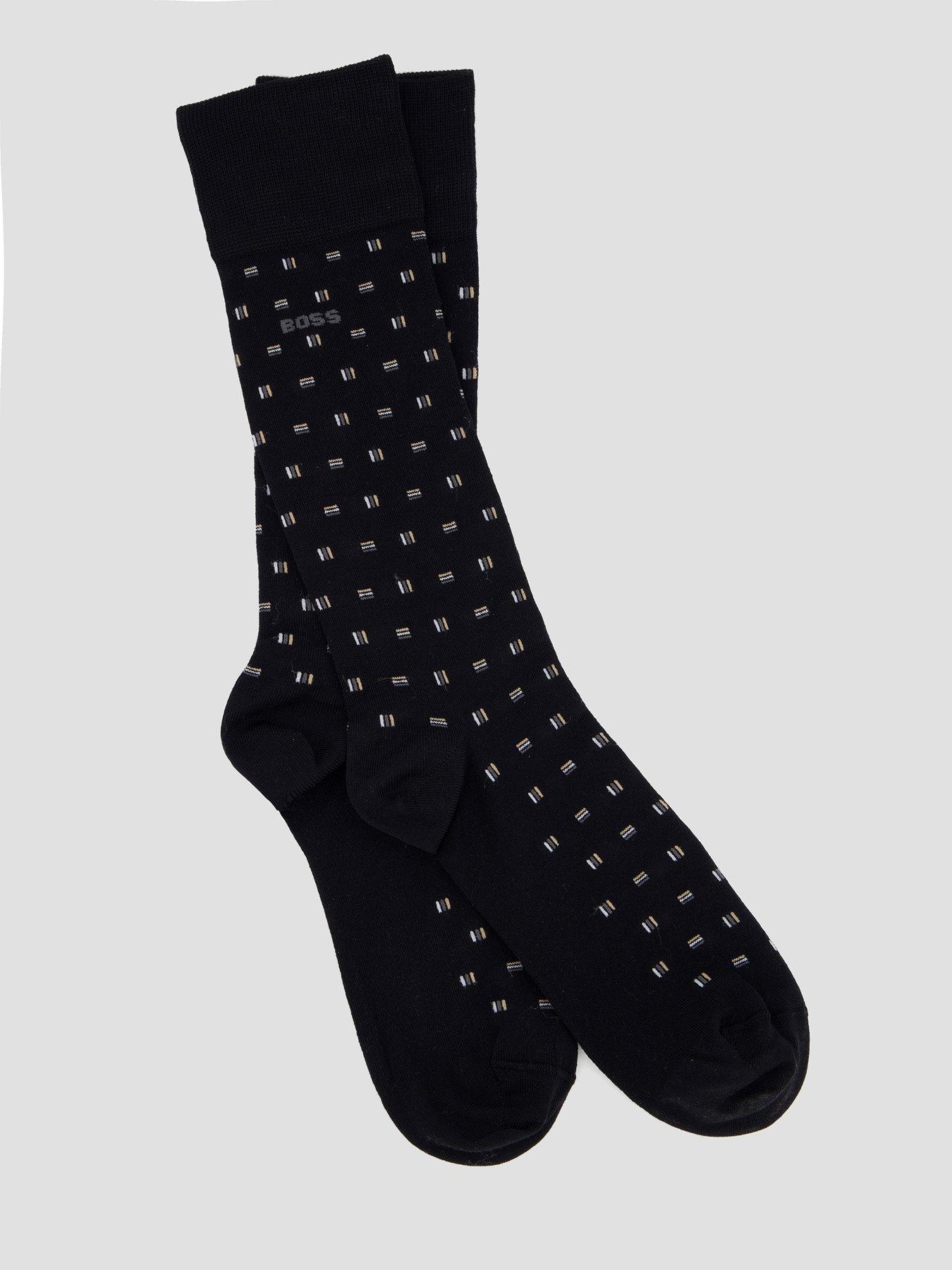 Image 2 of 3 of BOSS Bodywear Mini Corp Pattern 2 Pack Mercerised Crew Socks - Black