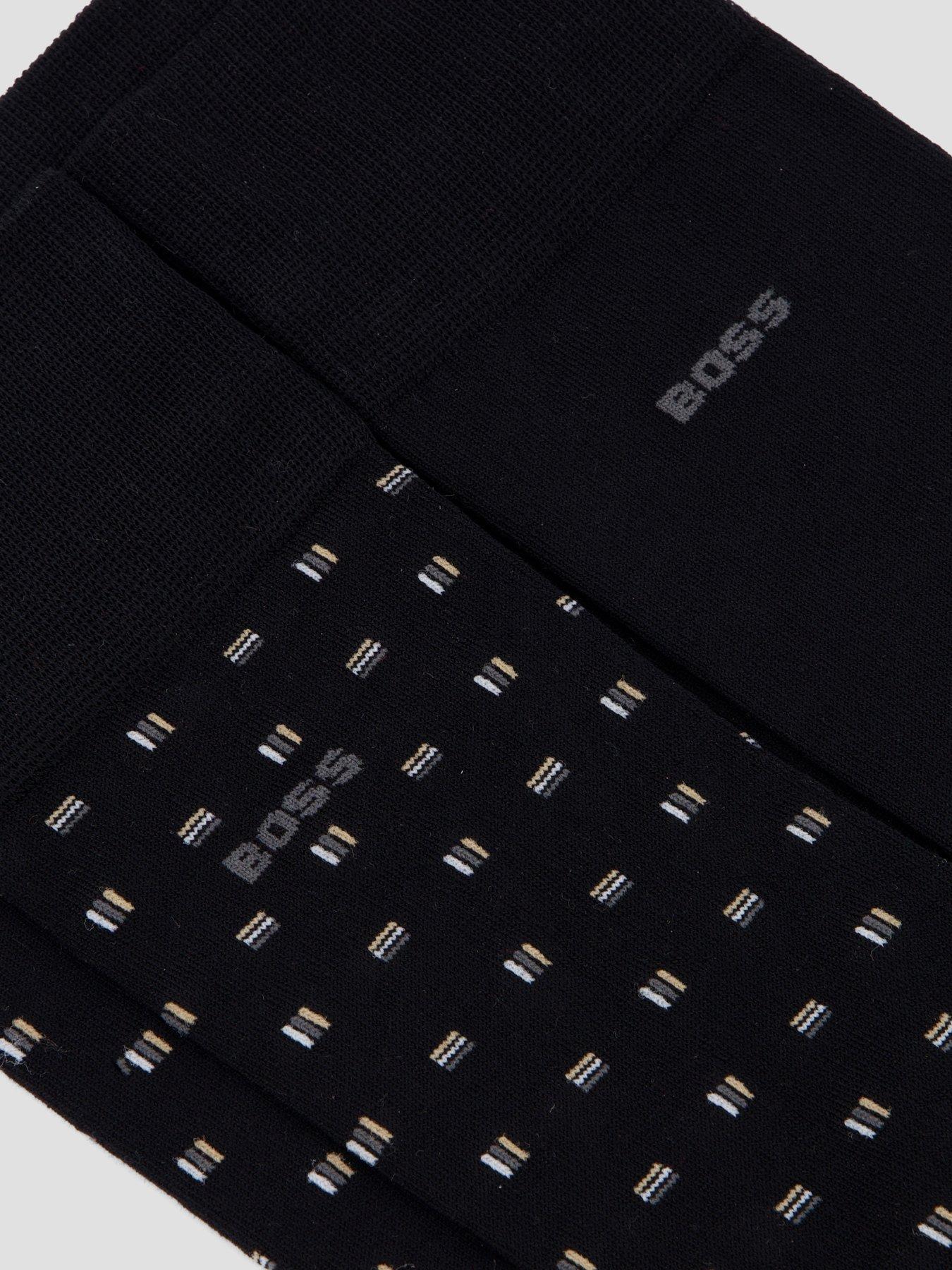 Image 3 of 3 of BOSS Bodywear Mini Corp Pattern 2 Pack Mercerised Crew Socks - Black