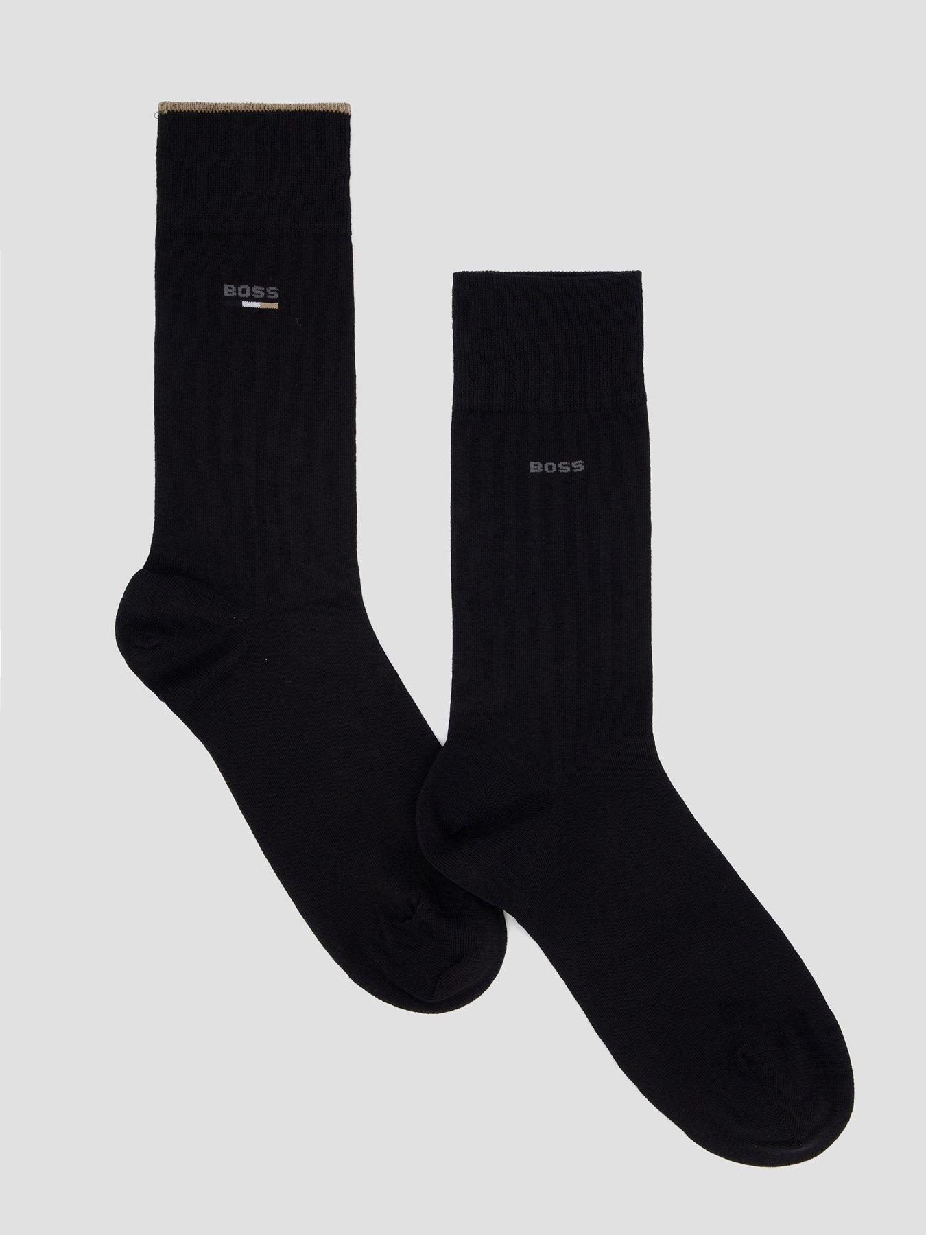 BOSS Bodywear Iconic 2 Pack Logo Crew Socks - Black