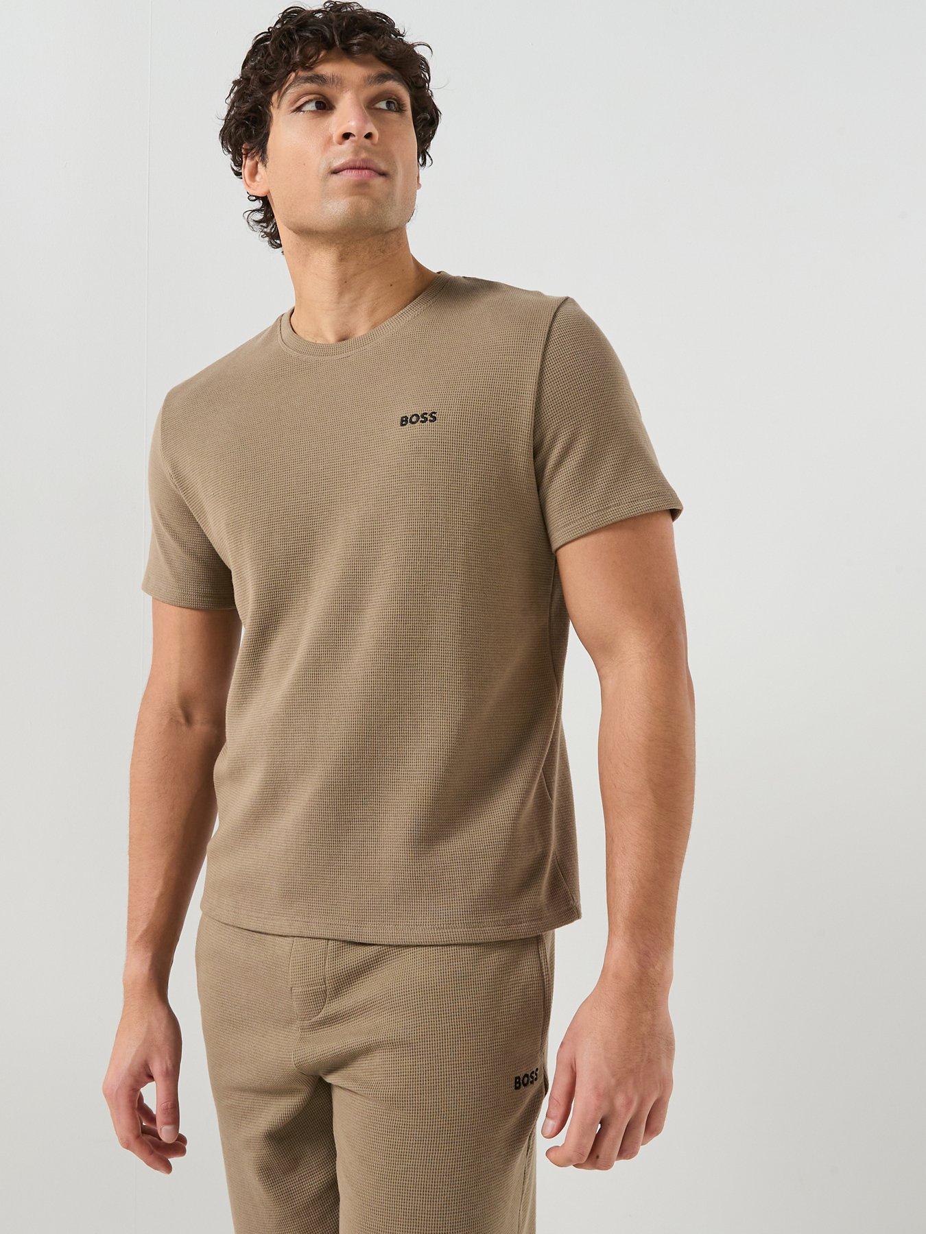 BOSS Regular Fit Waffle Loungewear T-Shirt - Brown