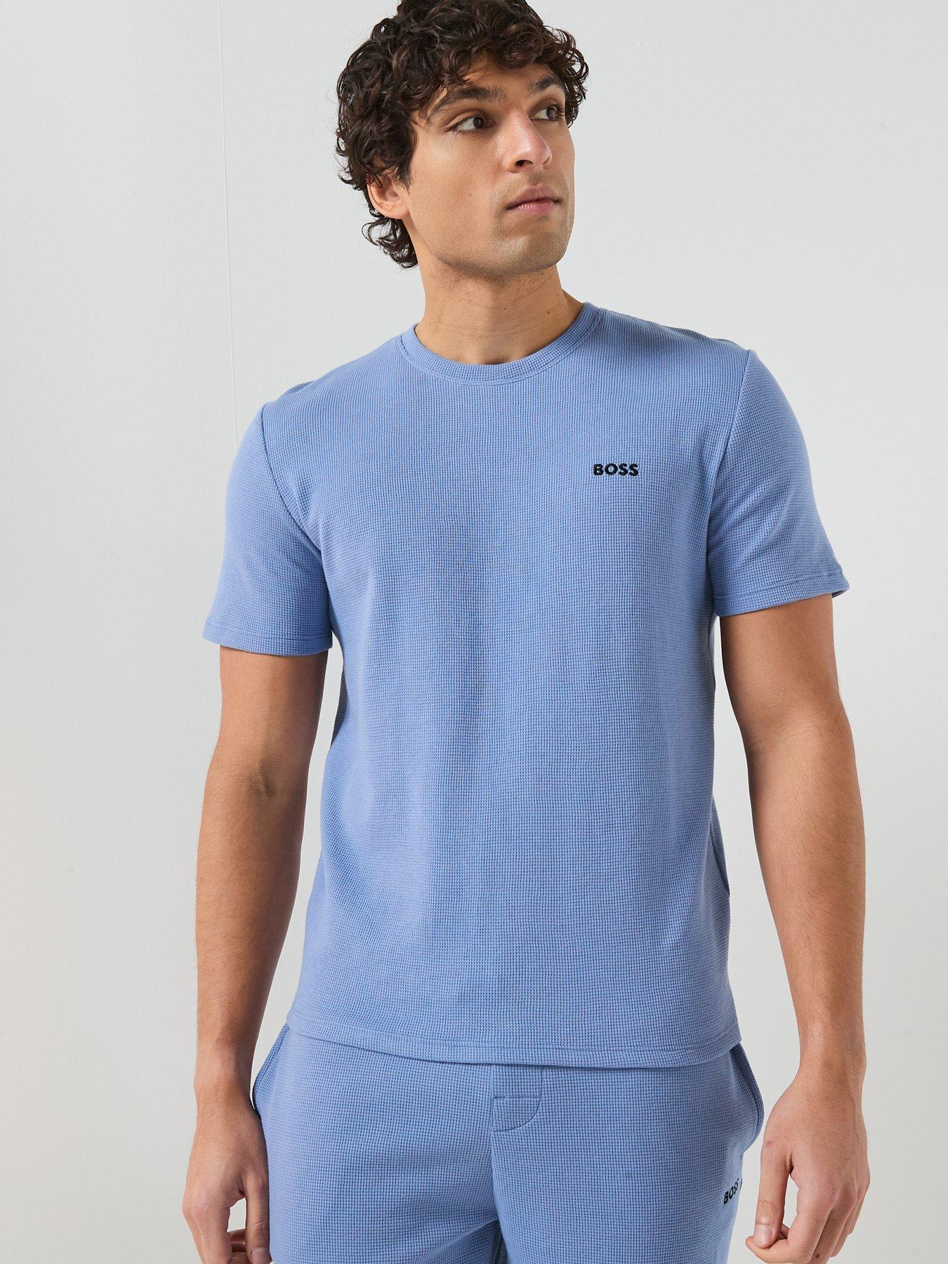 BOSS Regular Fit Waffle Loungewear T-Shirt, Blue, Size Xl, Men