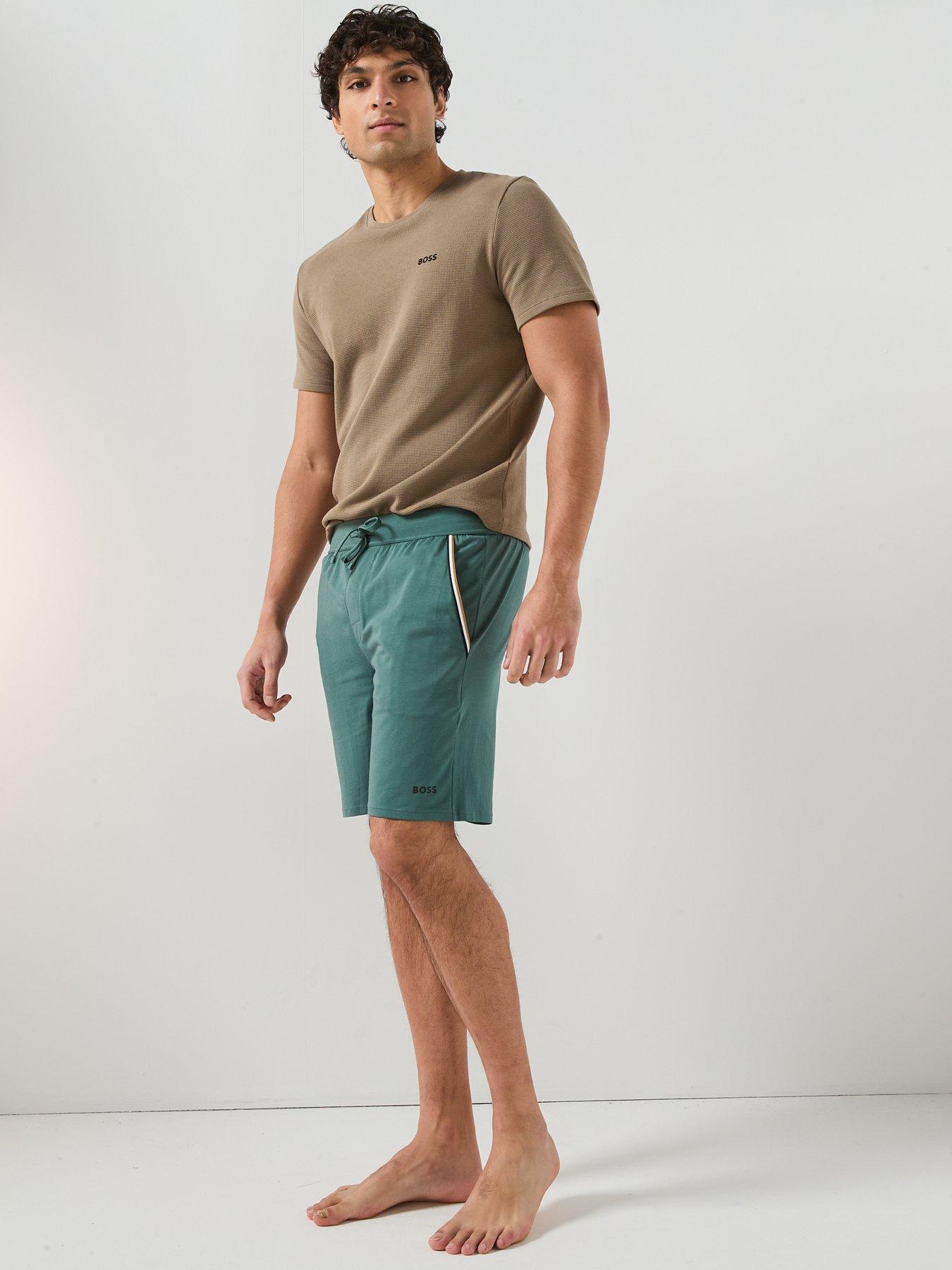 Image 3 of 5 of BOSS Unique Global Stripe Taped Loungewear Shorts - Green