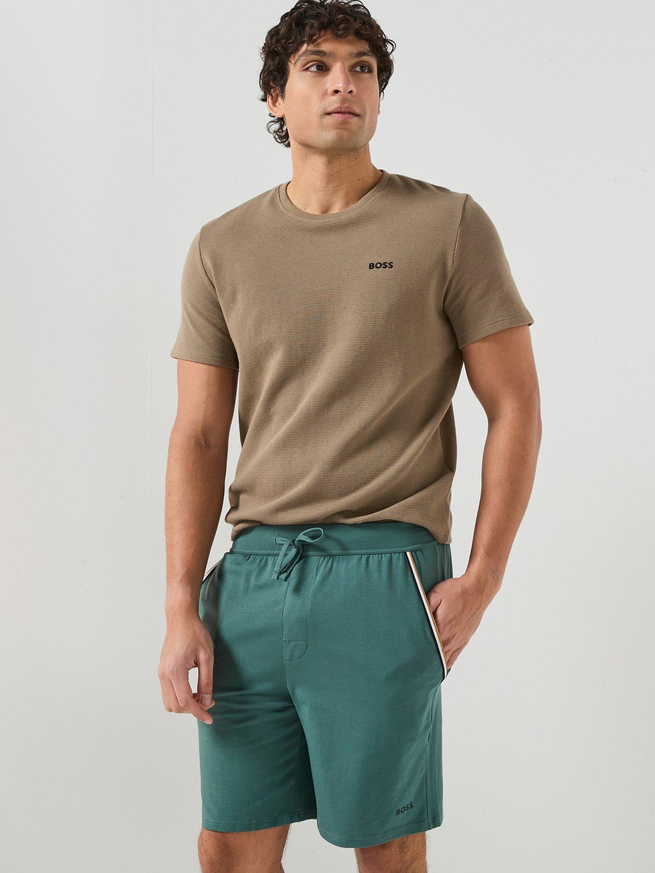 Image 5 of 5 of BOSS Unique Global Stripe Taped Loungewear Shorts - Green