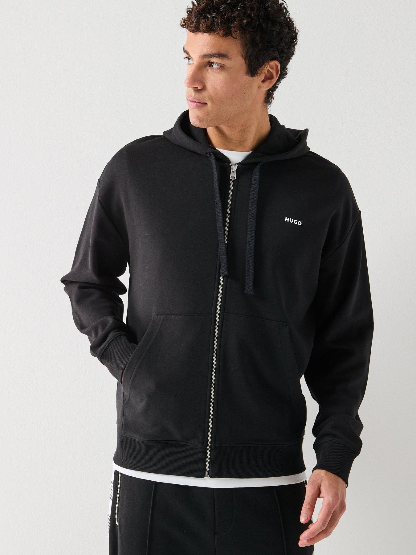 HUGO Dapozip Relaxed Fit Zip Through Hoodie - Black