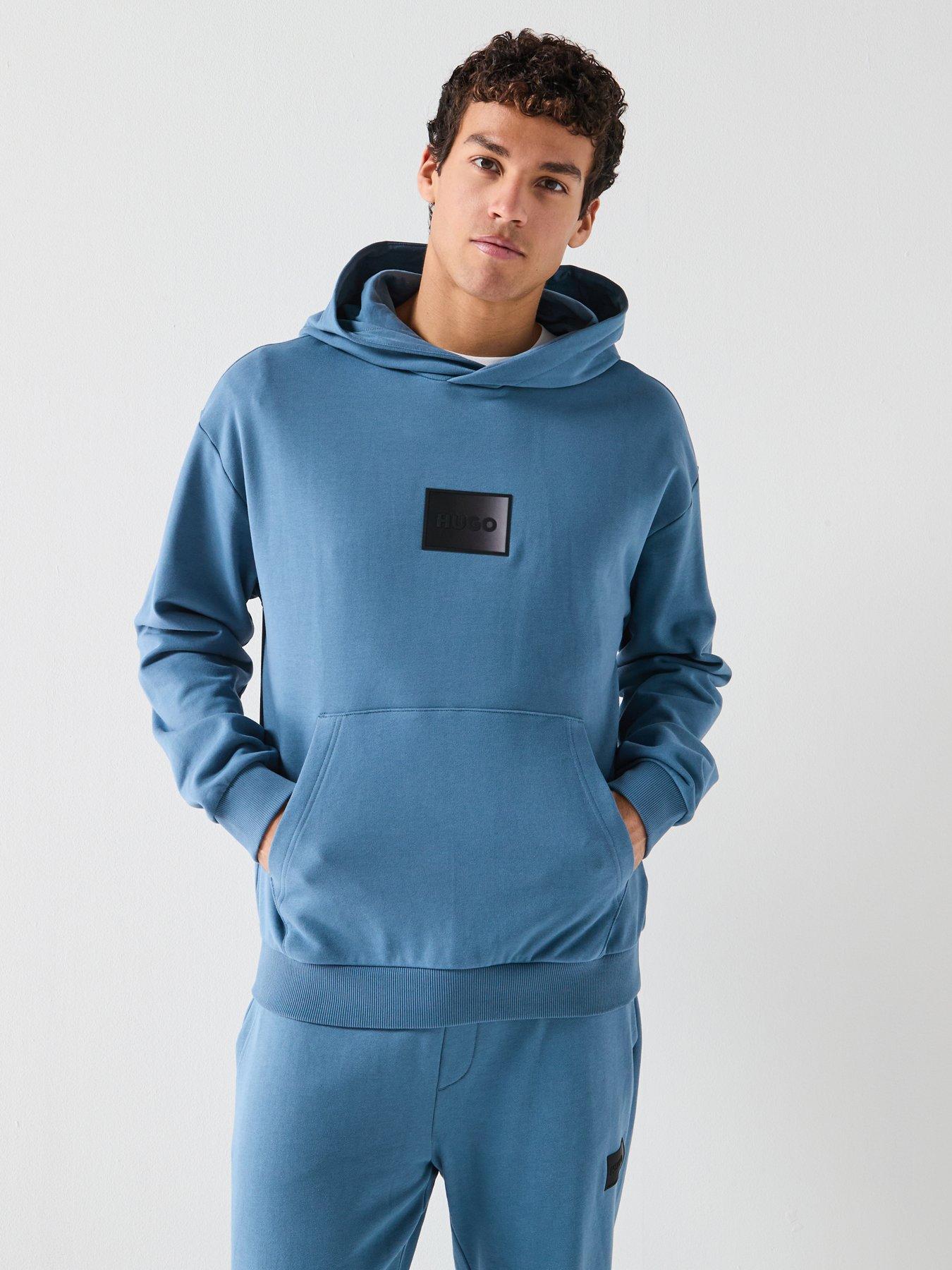HUGO Danohood Gradient Badge Logo Overhead Hoodie - Blue