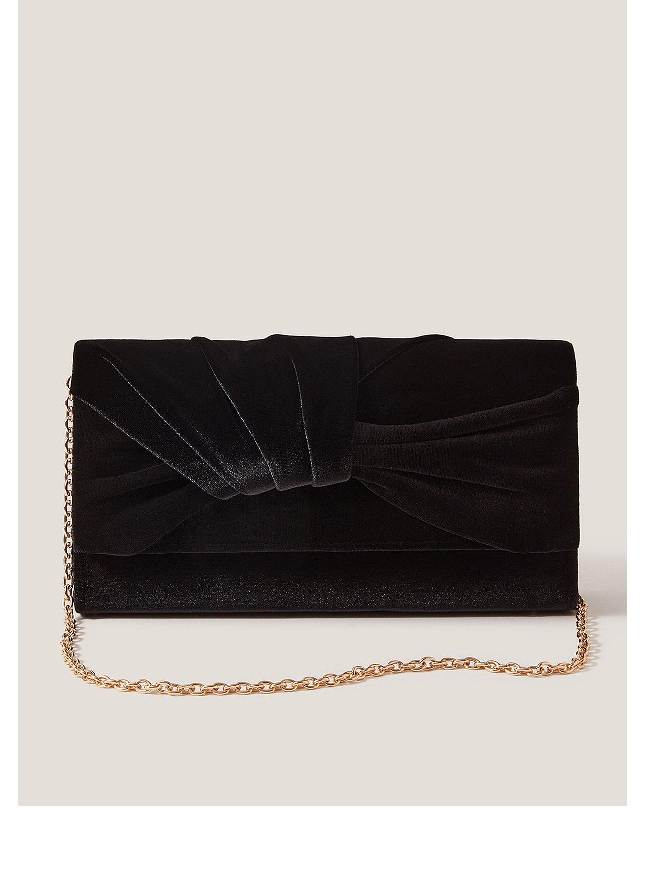 undefined Mia Velvet Knot Clutch - Black