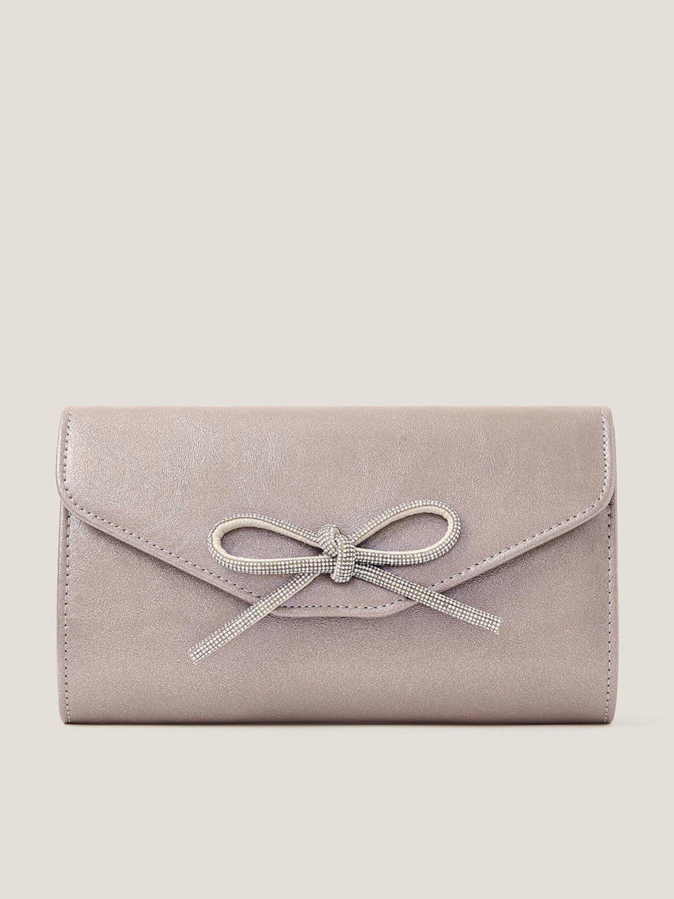 undefined Sia Diamante Bow Clutch - Dark Silver