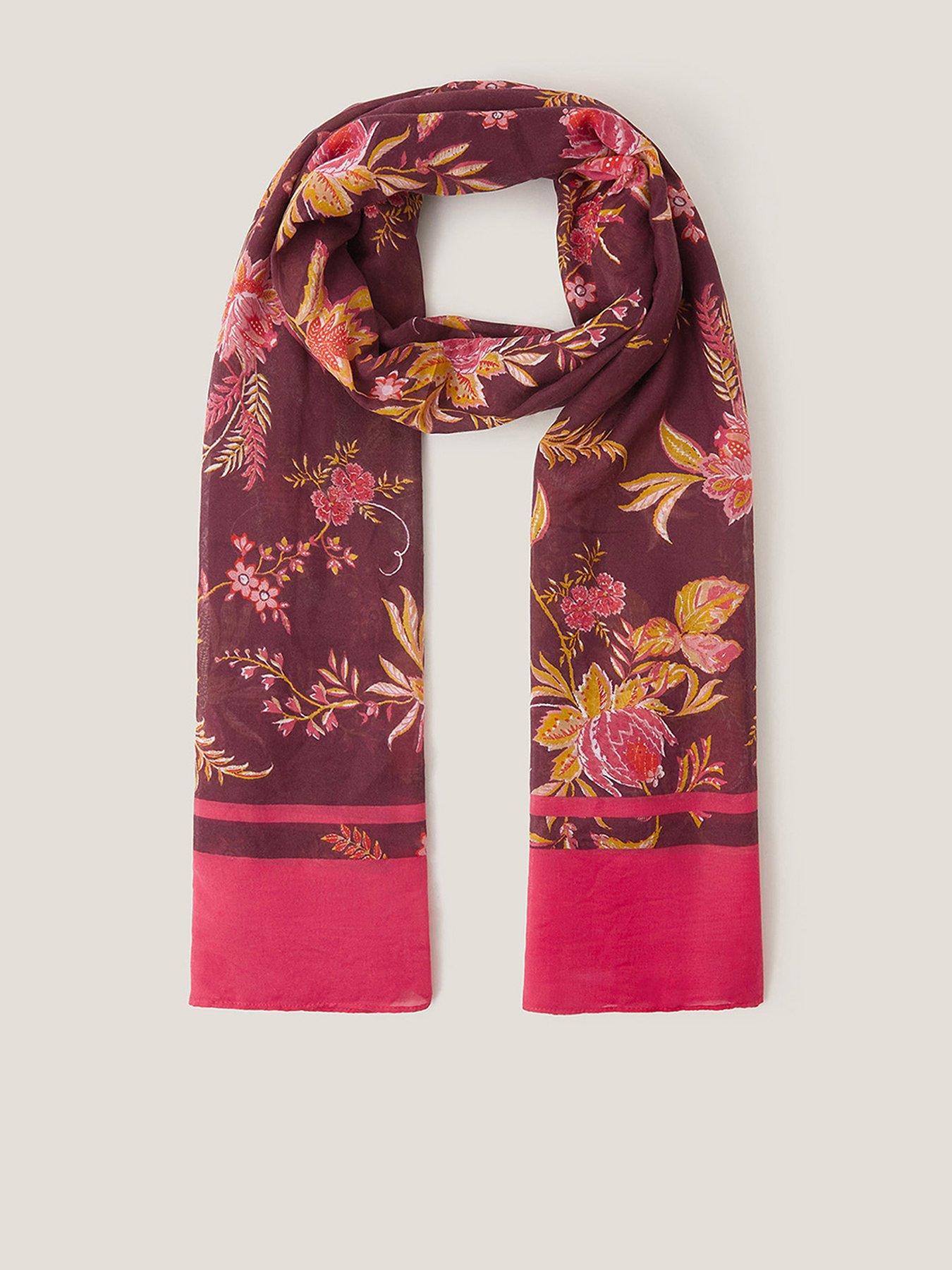 Monsoon Ilsa Floral Boho Scarf - Pink