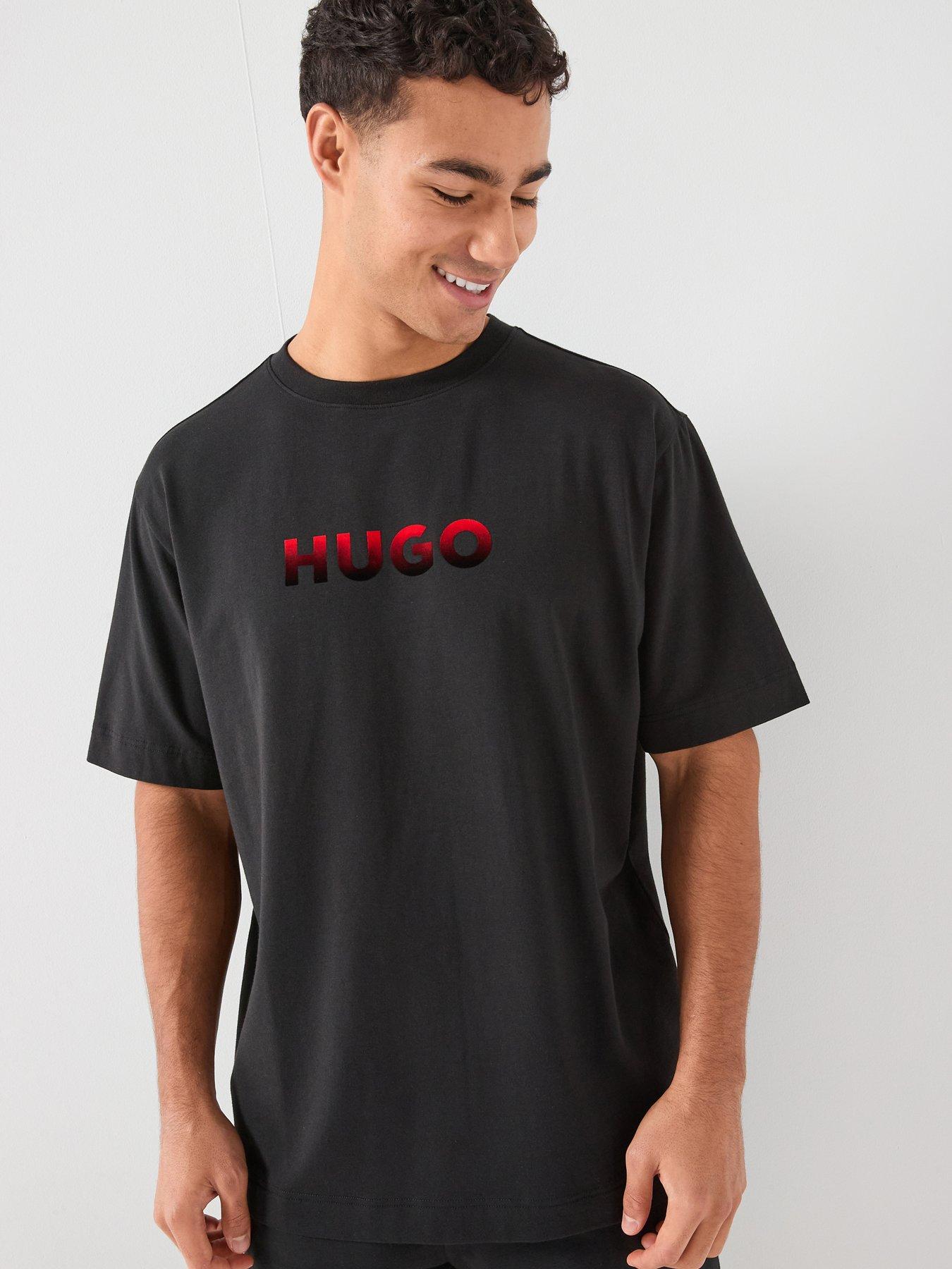 Image 1 of 5 of HUGO Bodywear Ray Gradient Logo Loungewear T-Shirt - Black