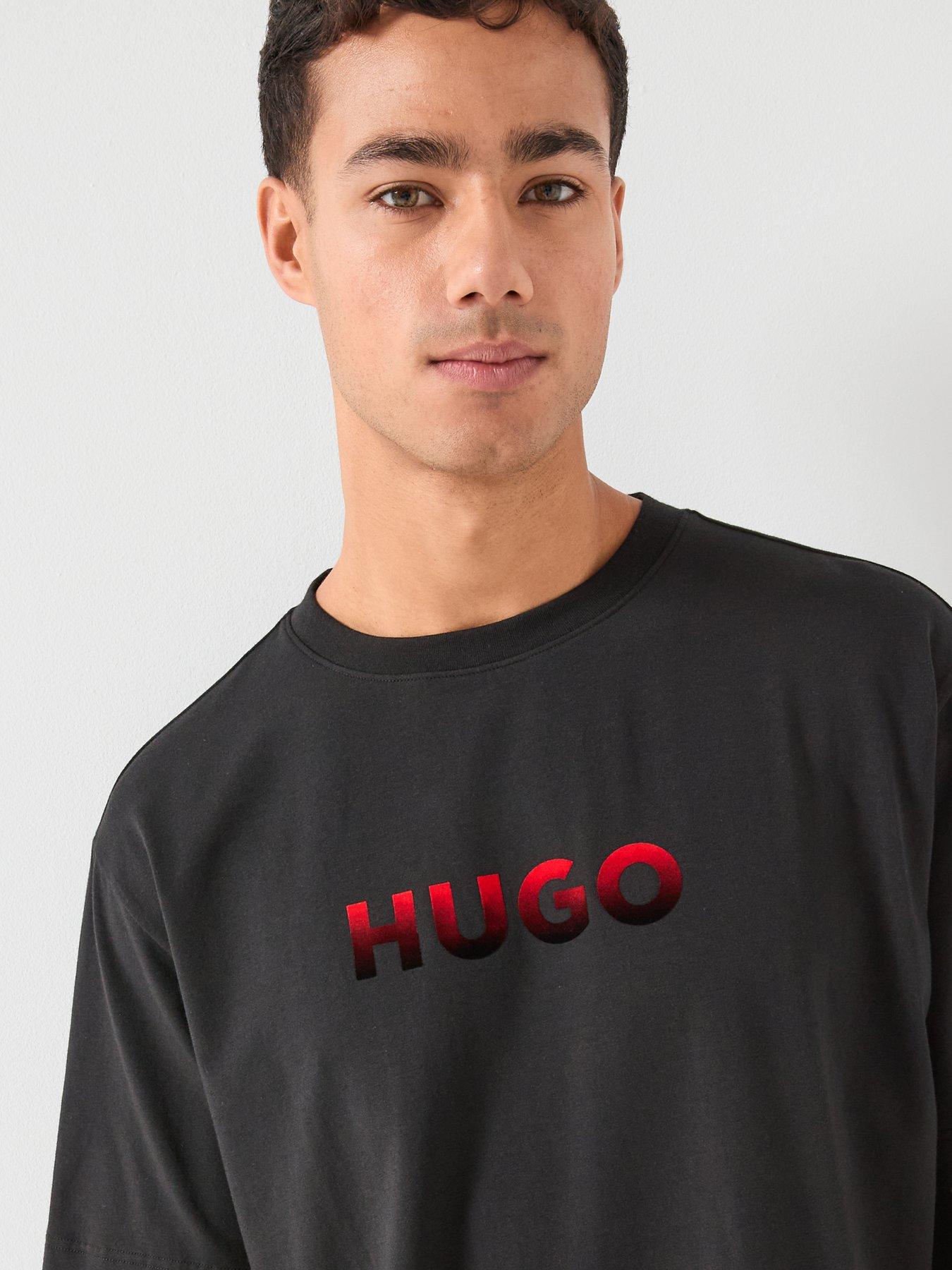 Image 4 of 5 of HUGO Bodywear Ray Gradient Logo Loungewear T-Shirt - Black