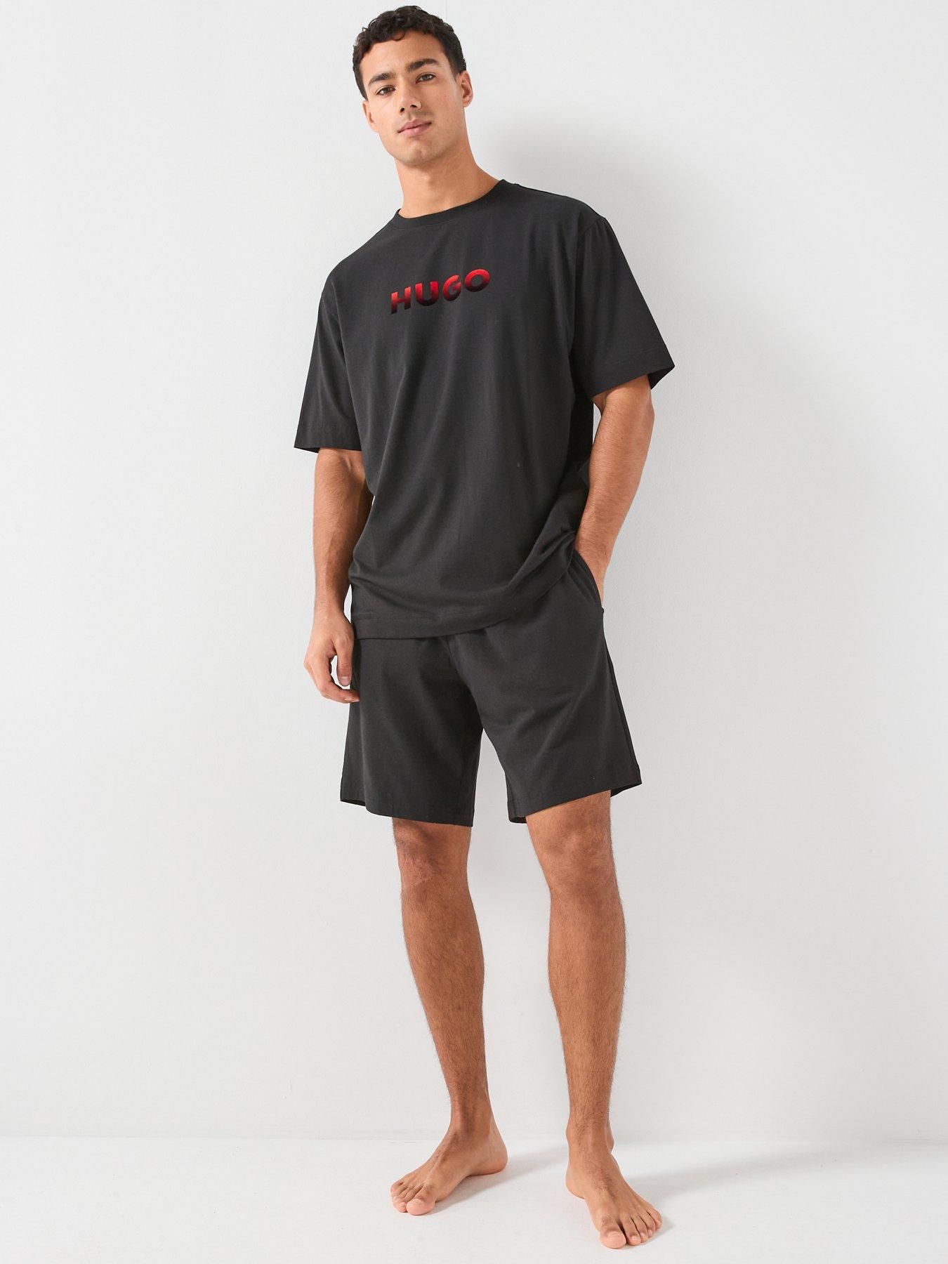 Image 5 of 5 of HUGO Bodywear Ray Gradient Logo Loungewear T-Shirt - Black