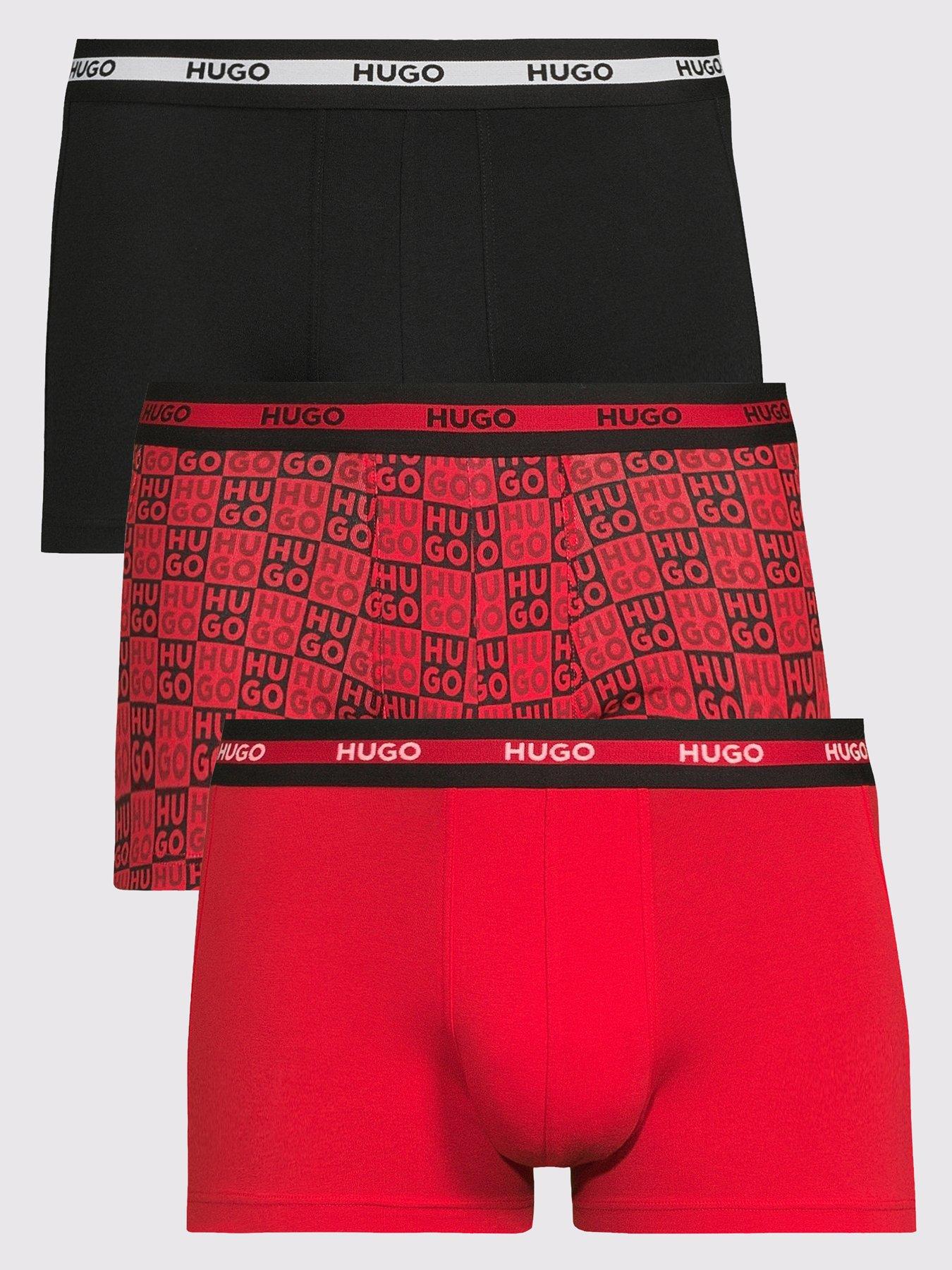 HUGO Bodywear Printed 3 Pack Trunks - Red