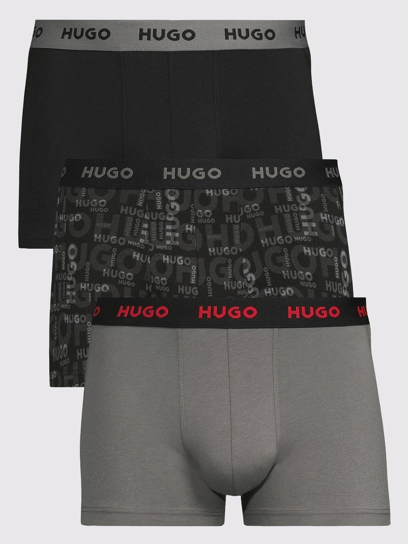 HUGO Bodywear Triplet 3 Pack Printed Trunks - Black