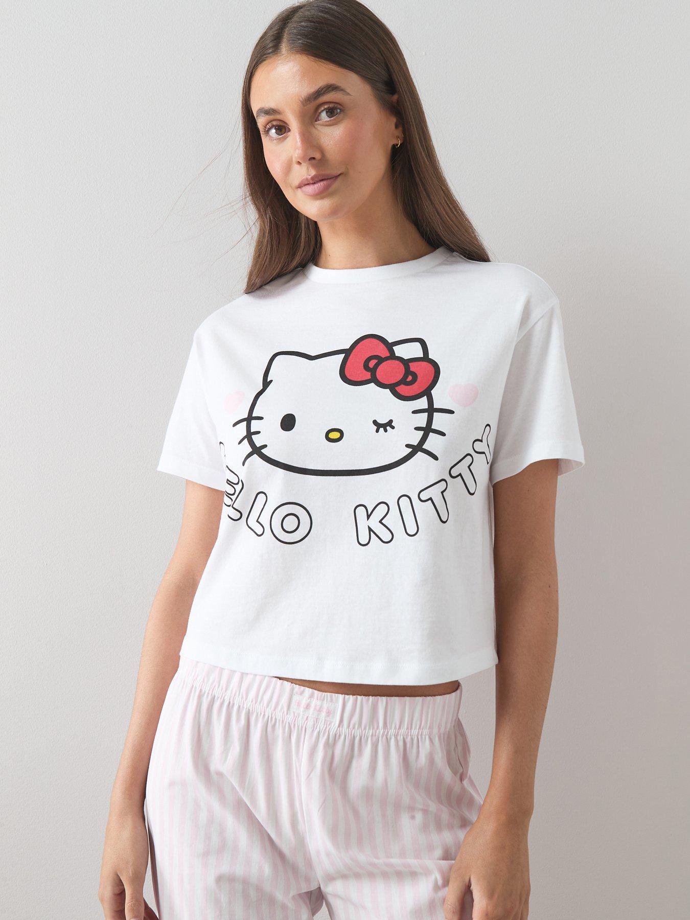 The Very Collection Hello Kitty Stripe Poplin Wide Leg Set - Pink