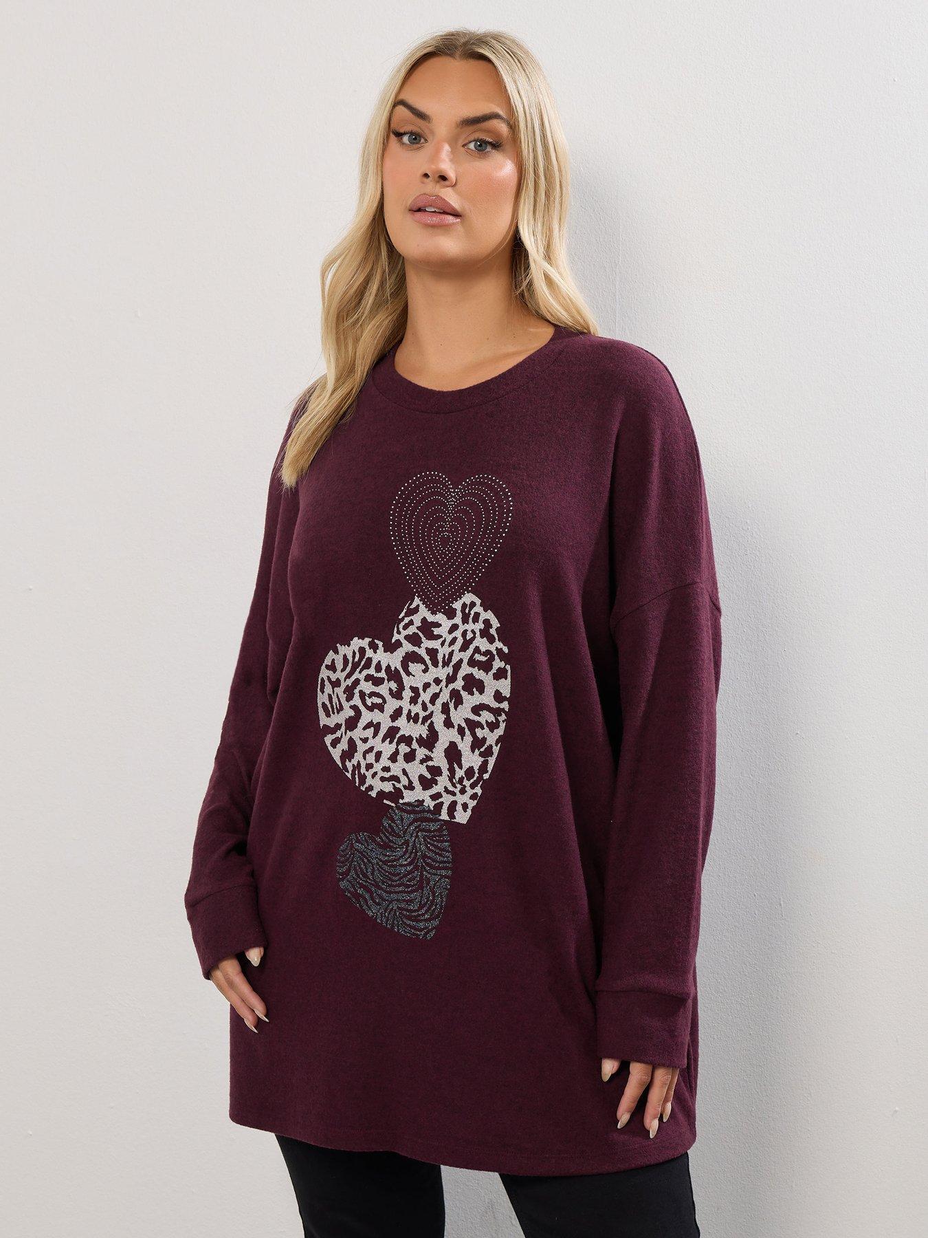 Yours Curve Animal Heart Jumper - Purple