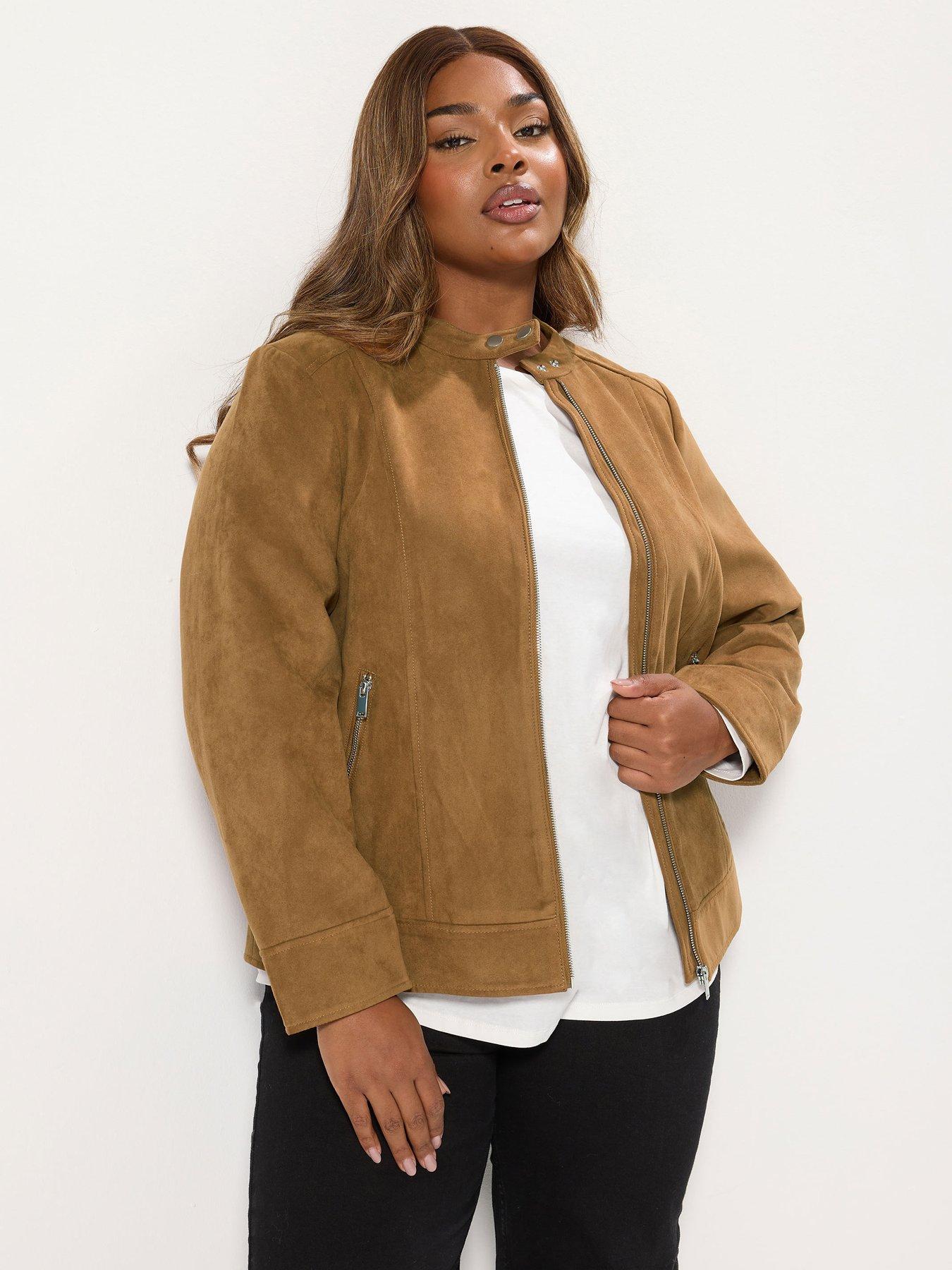 Yours Curve Suedette Jacket - Brown | Very