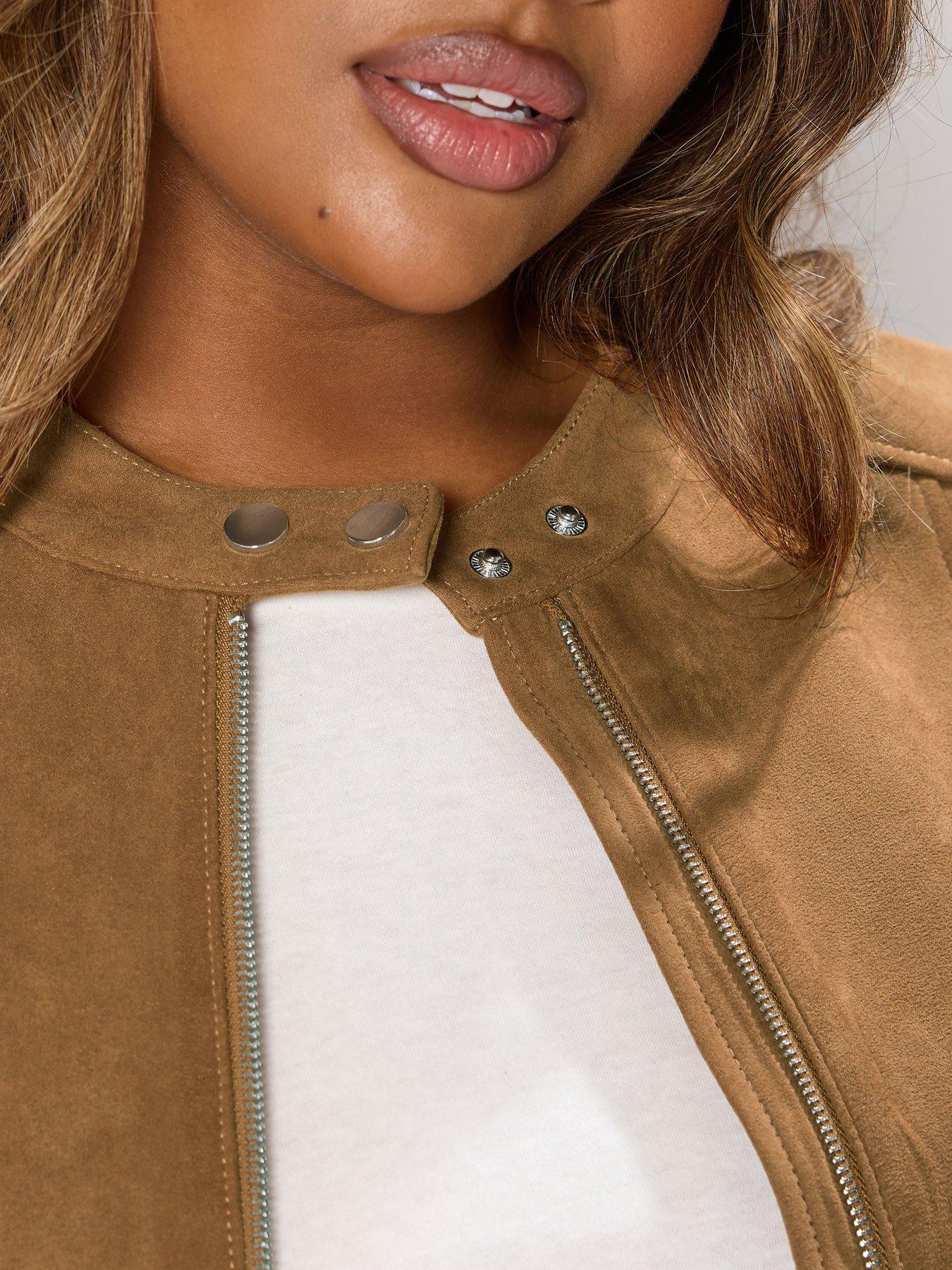 Yours Curve Suedette Jacket - Brown | Very