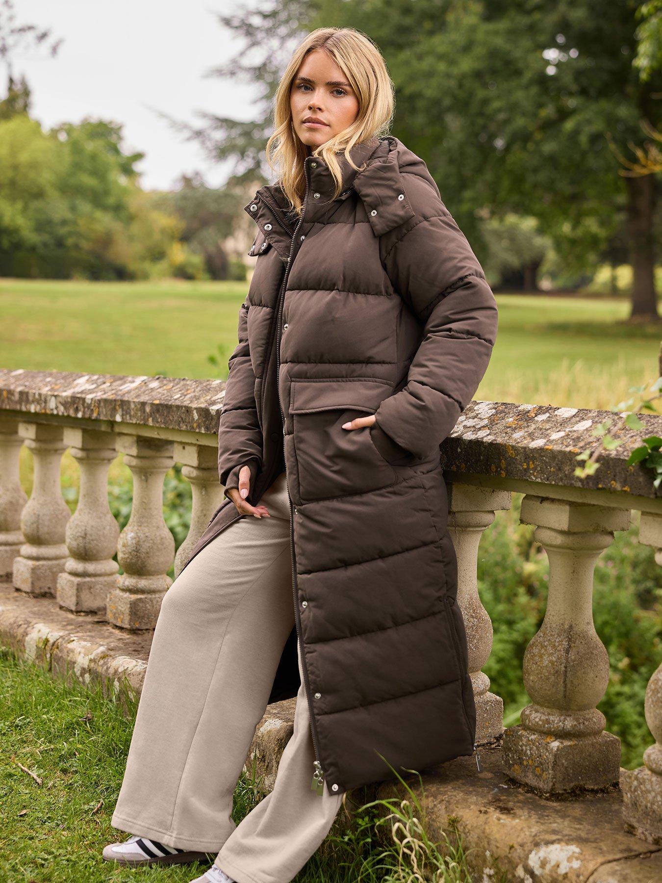 PixieGirl Petite Hooded Maxi Padded Coat - Brown