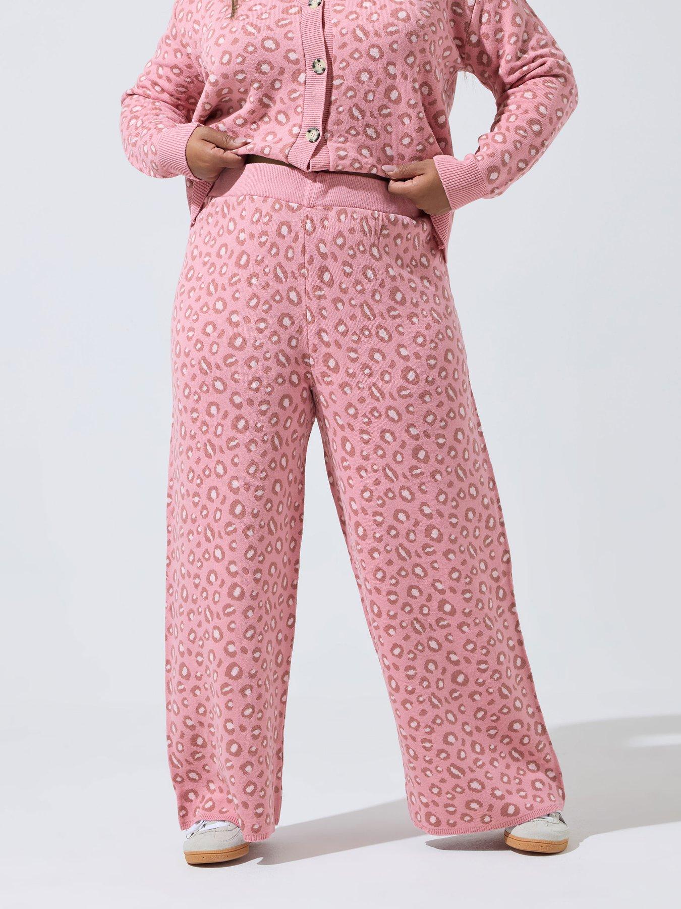 undefined Curve Leopard Knitted Trouser - Pink