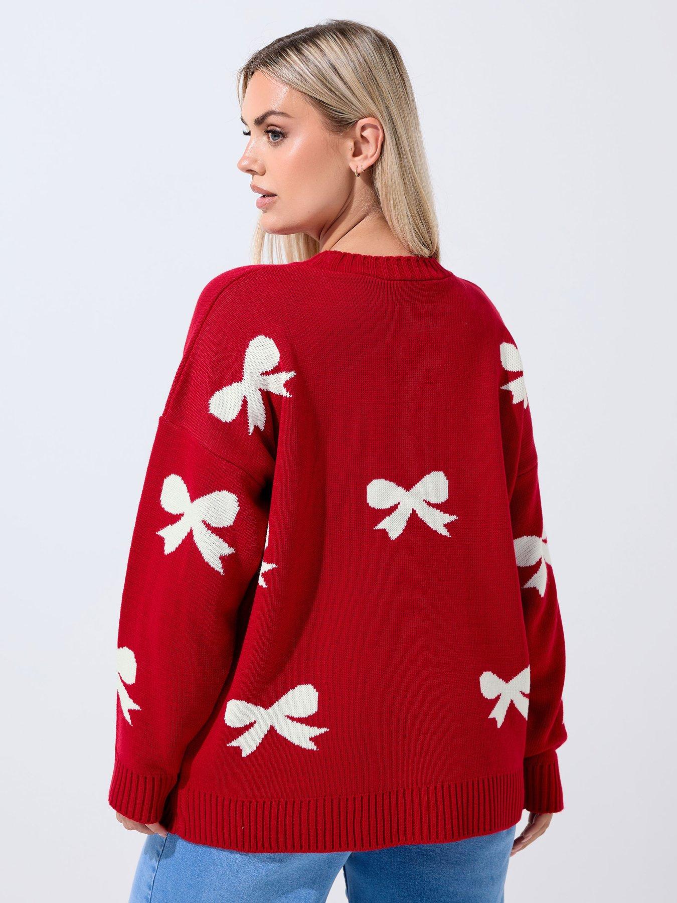 Image 2 of 4 of Yours Curve Bow Cream Jumper - Natural