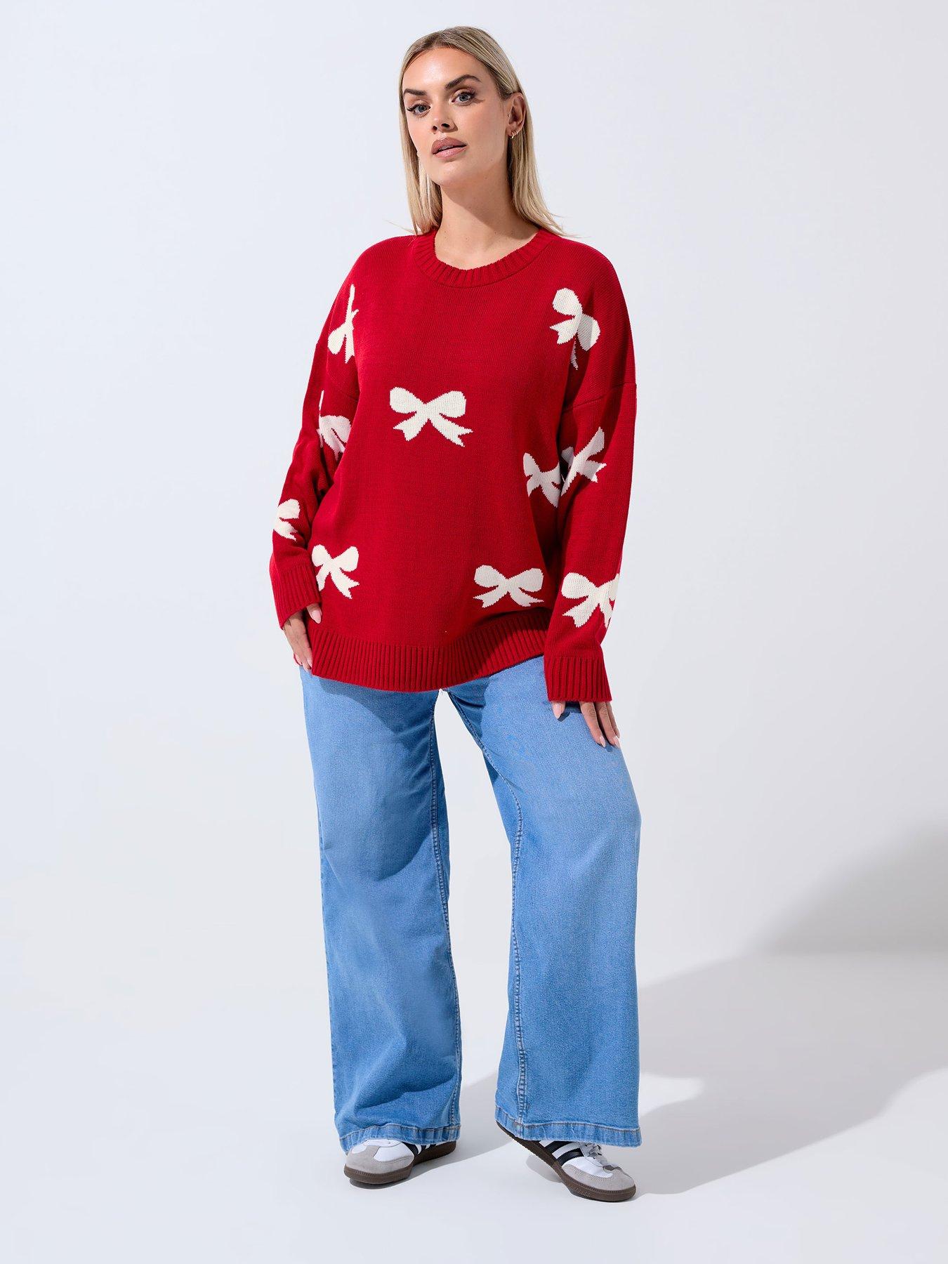 Image 3 of 4 of Yours Curve Bow Cream Jumper - Natural