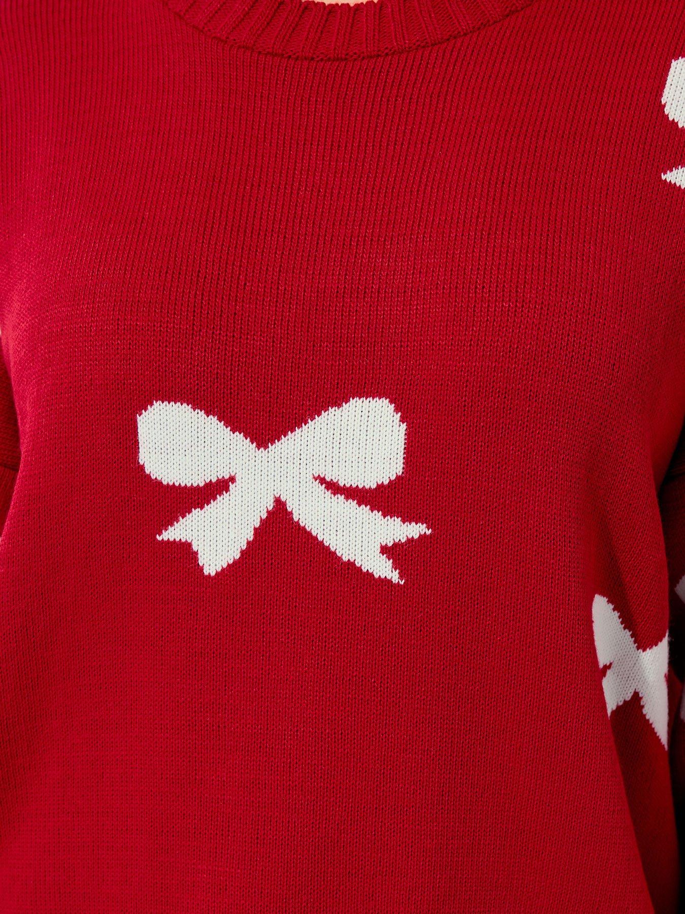 Image 4 of 4 of Yours Curve Bow Cream Jumper - Natural