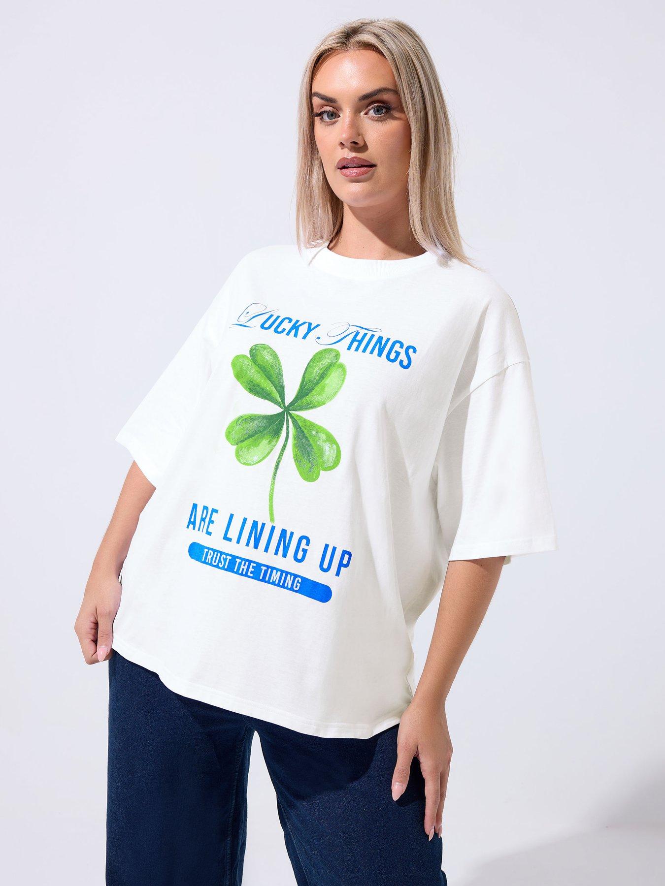 Yours Curve Clover T-Shirt - White
