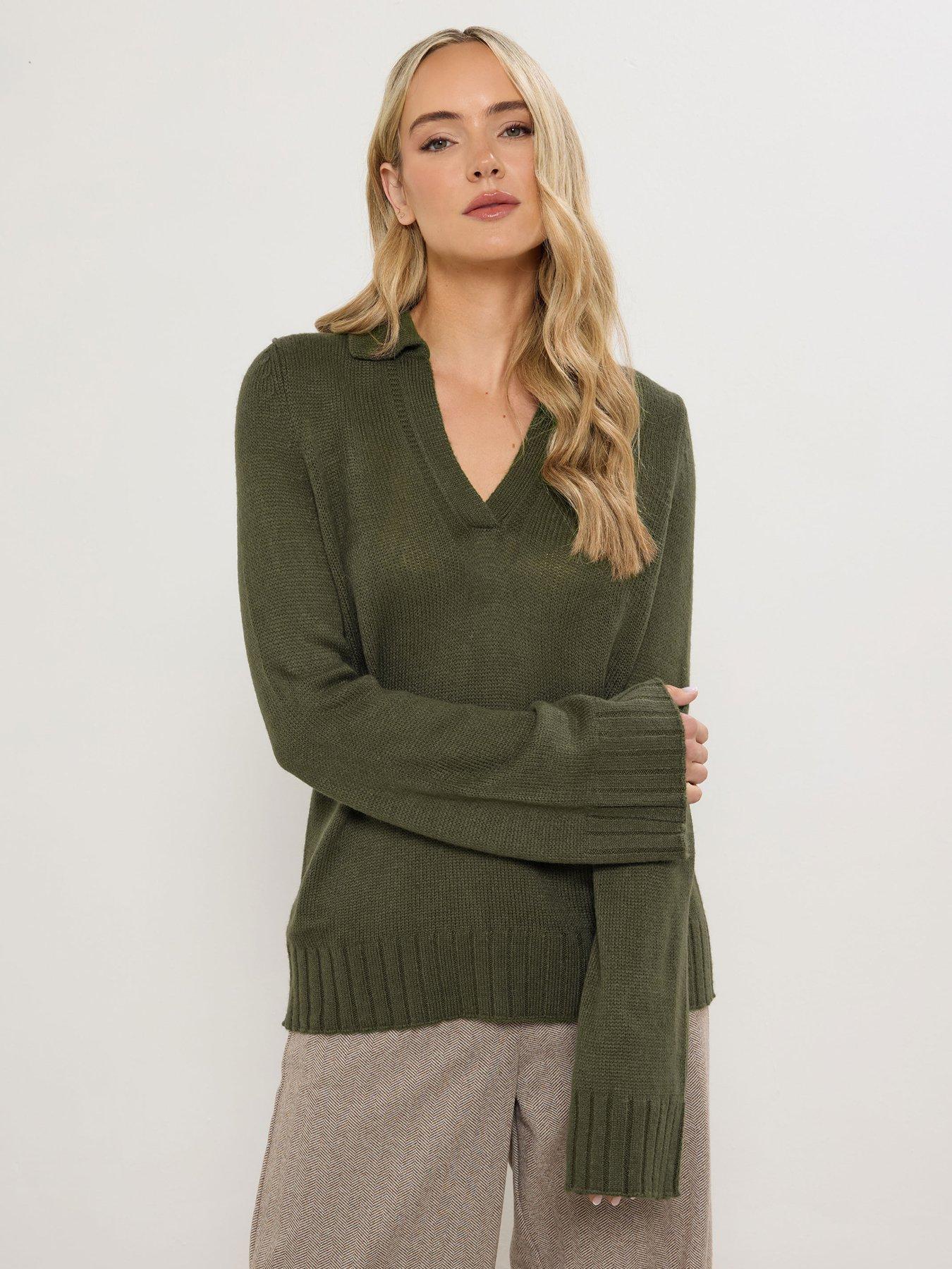 Long Tall Sally Collar Ladder Trim Jumper - Green