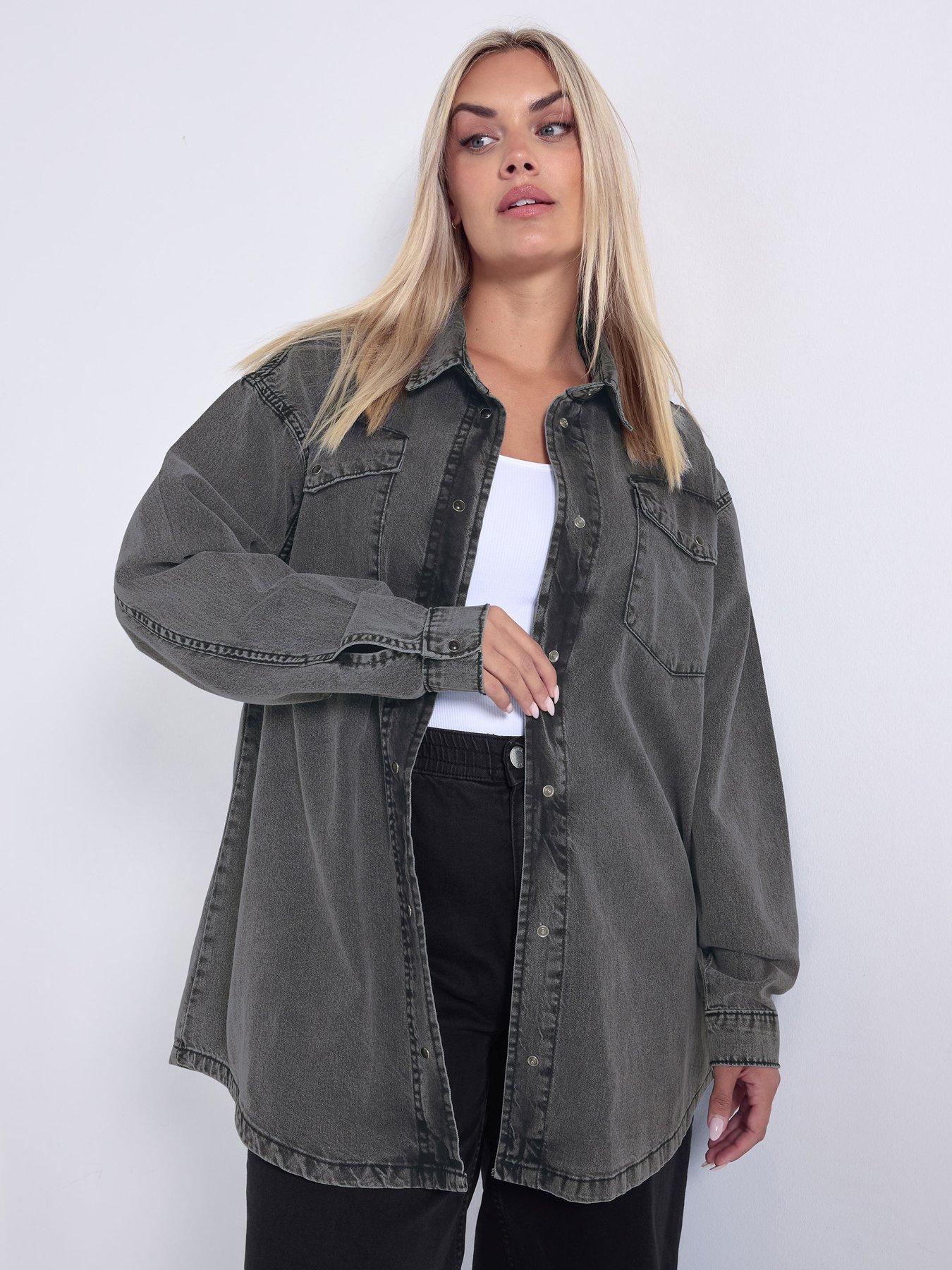 Yours Curve Western Denim Shirt - Black
