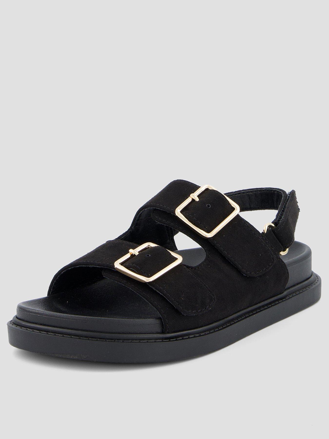 The Very Collection Buckle Strap Sandal - Black