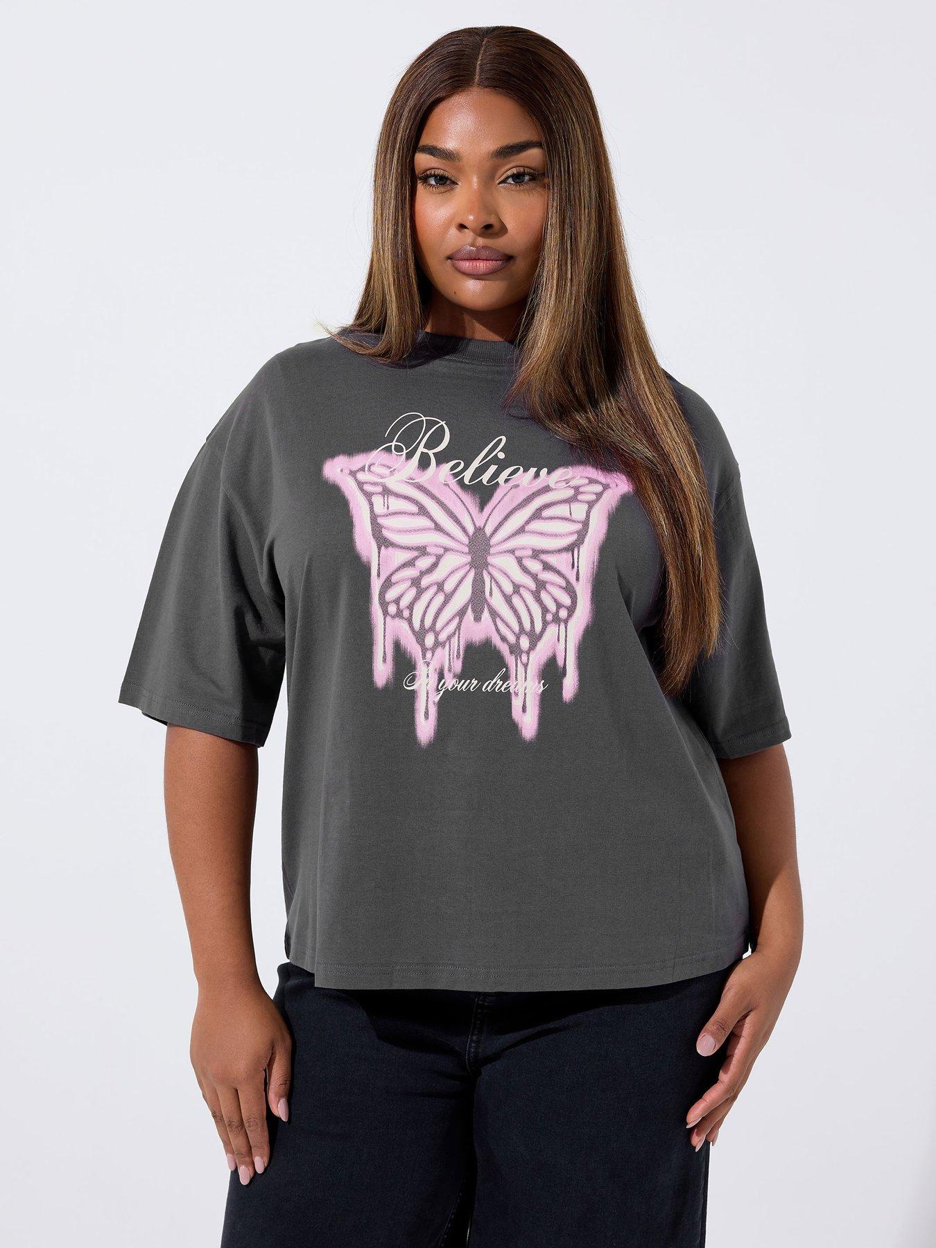 undefined Curve Butterfly Believe T-shirt