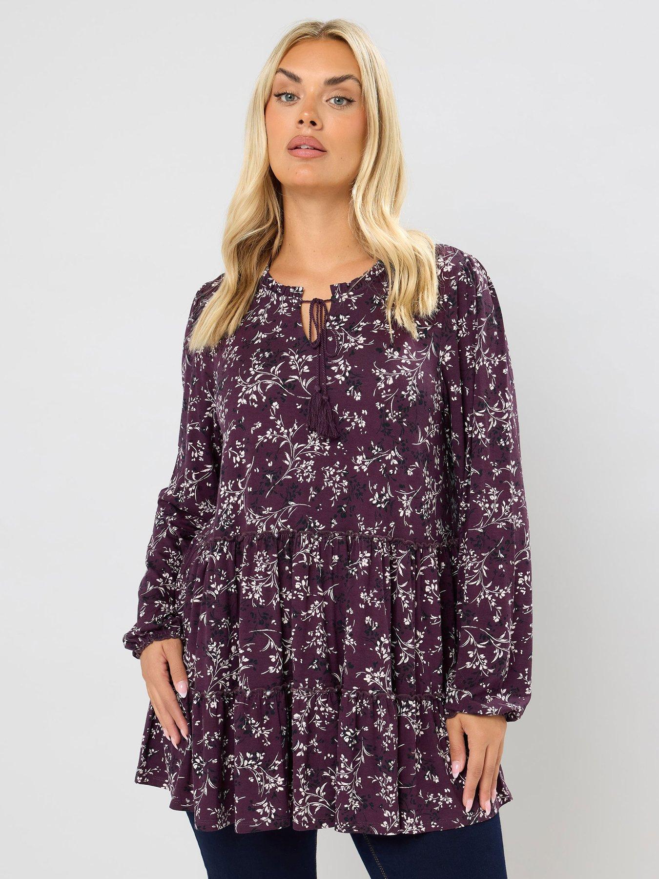 undefined Curve Tiered Blouse - Purple