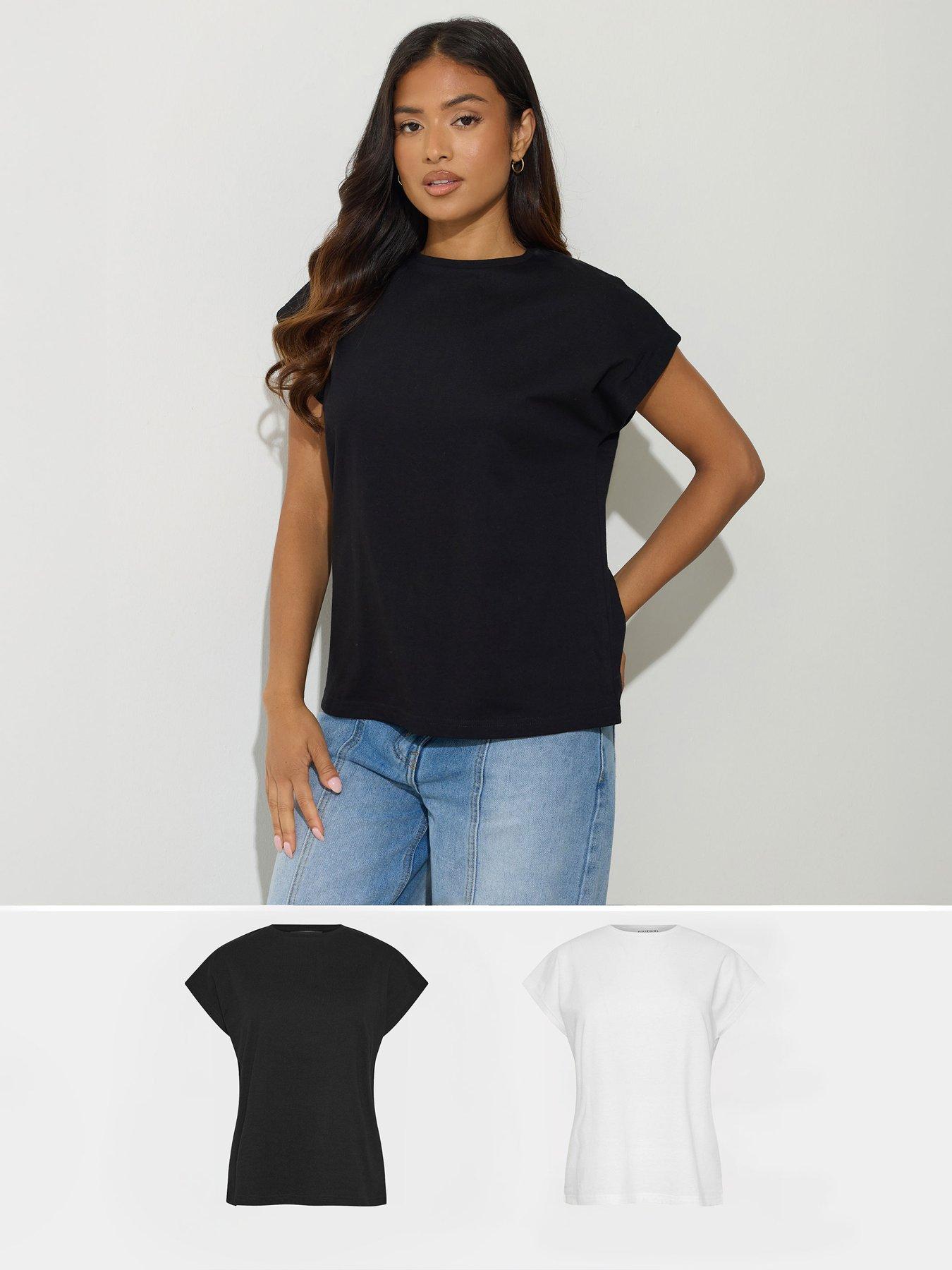 PixieGirl Petite 2 Pack Grown On Short Sleeve T-Shirt - Black/White