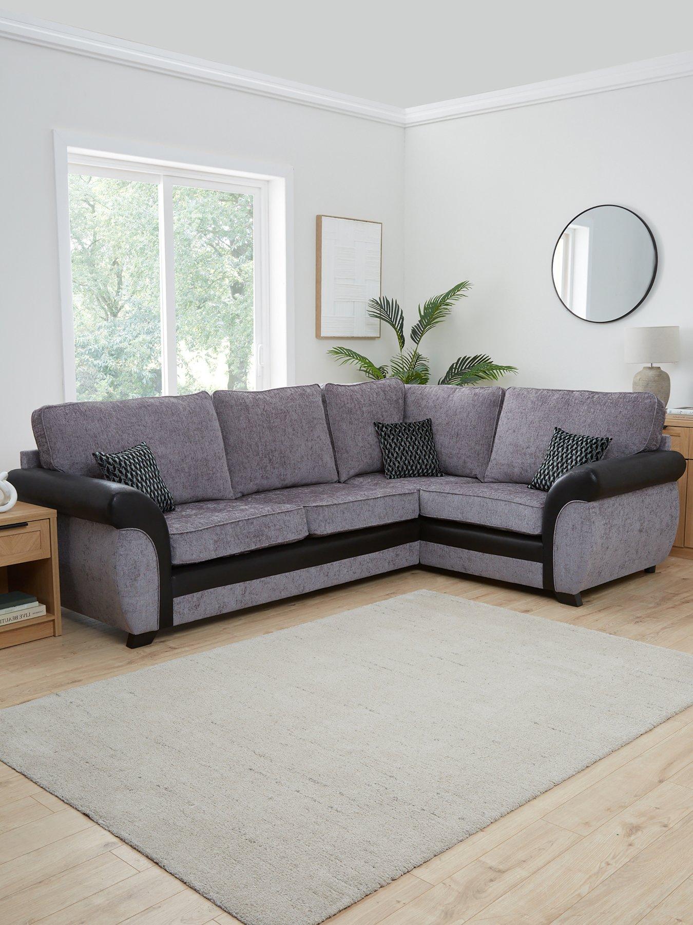 Very Home Narva Standard Fabric and Faux Leather Right Hand Corner Group Sofa - Made to Order in the UK