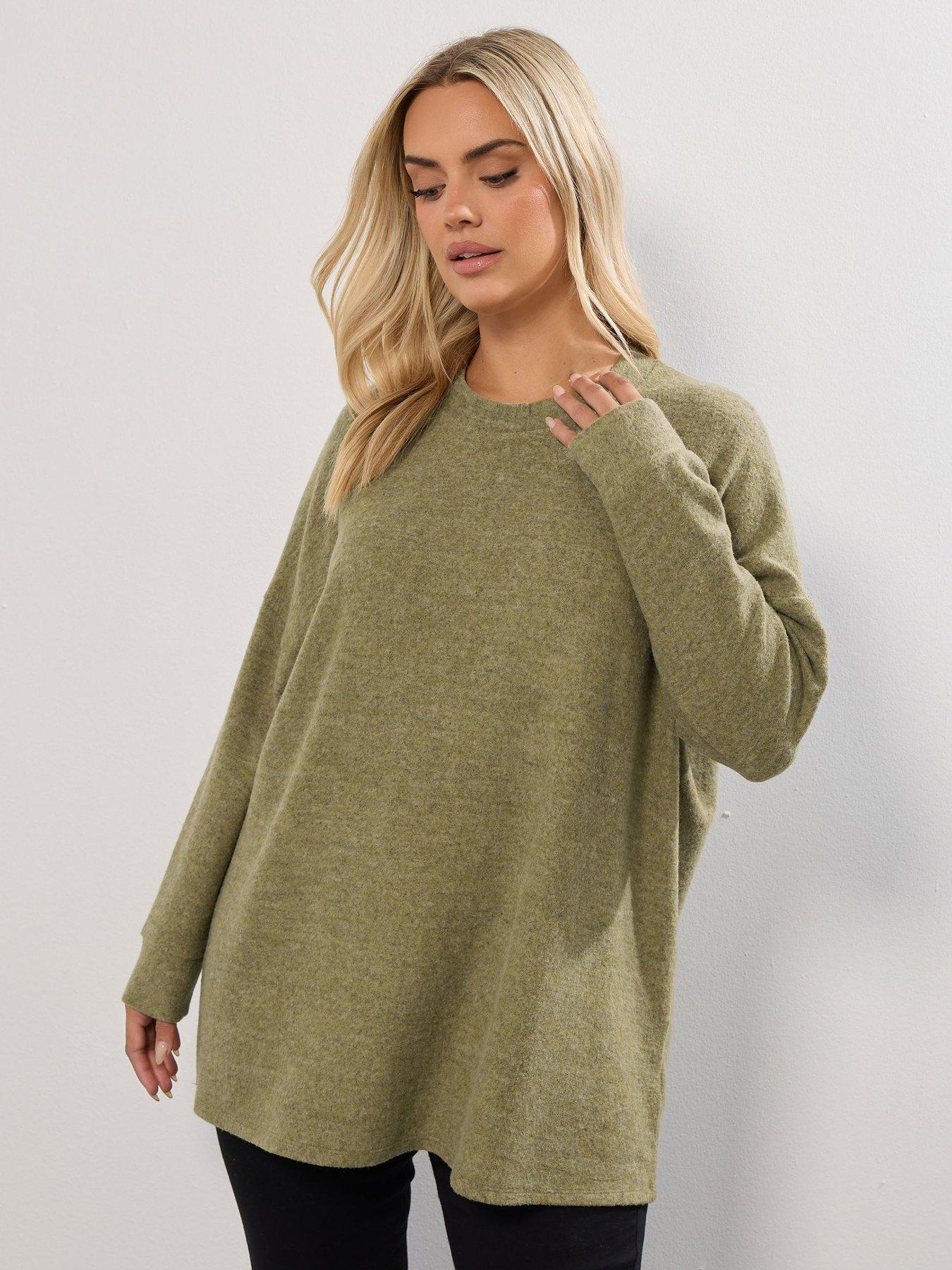 Yours Curve Long Sleeve Jumper - Green