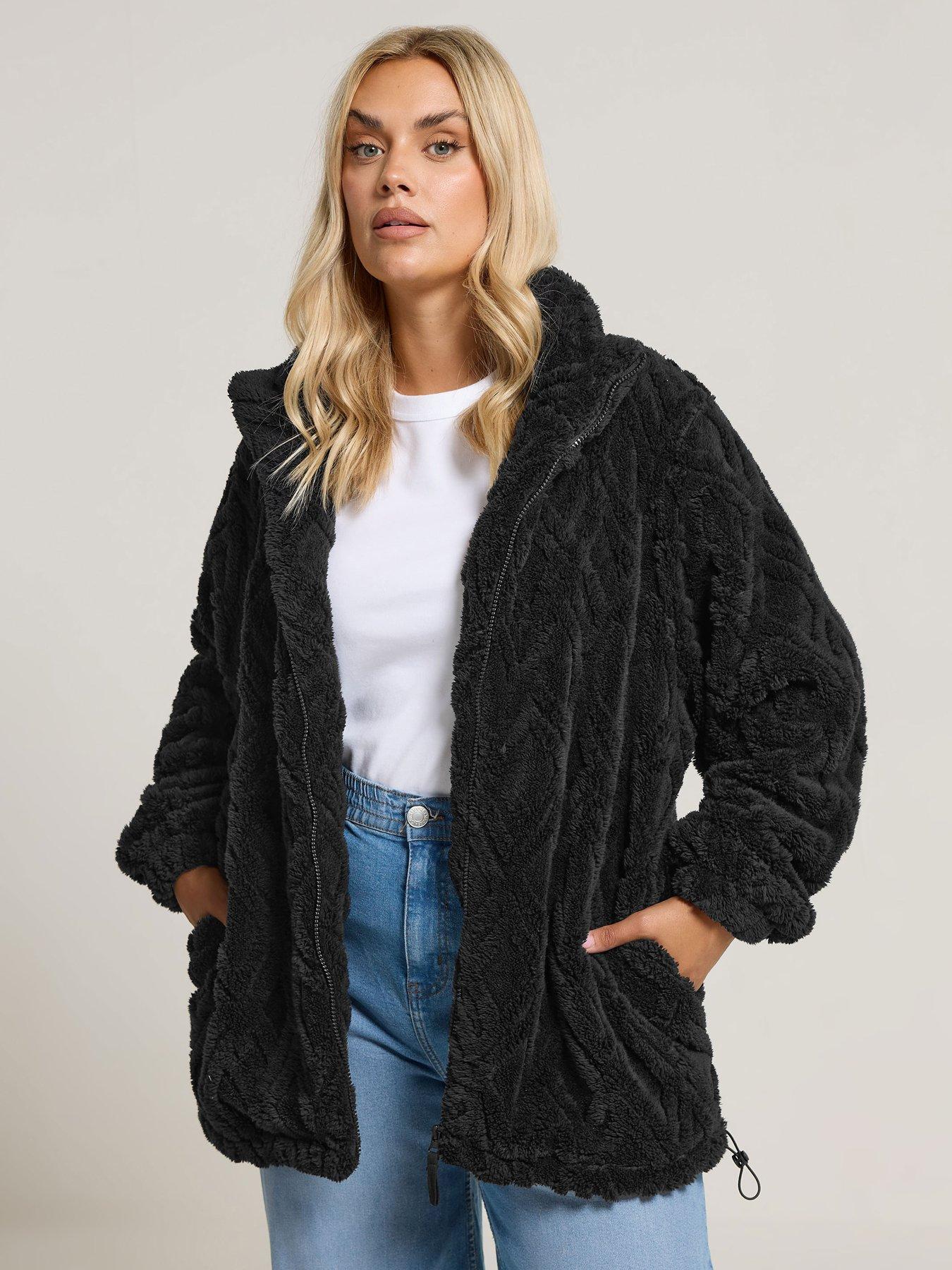 undefined Curve Texture Zip Thru Fleece - Black