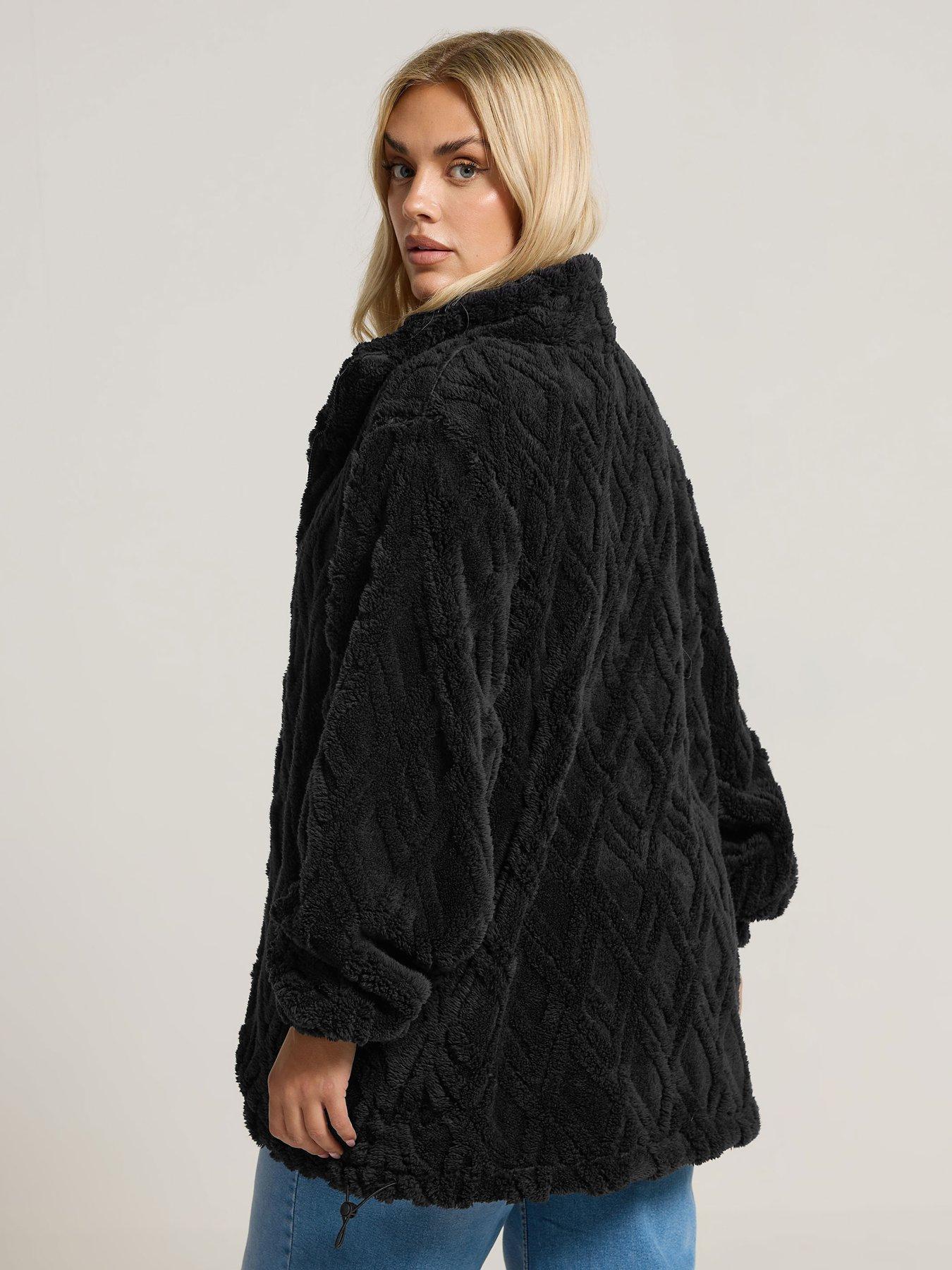 Image 2 of 4 of Yours Curve Texture Zip Thru Fleece - Black