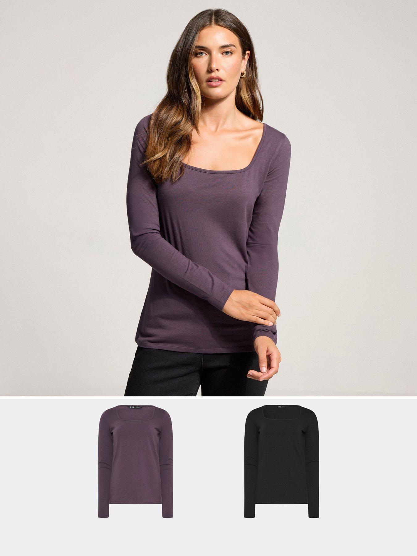 undefined 2 Pack Square Neck Top - Black