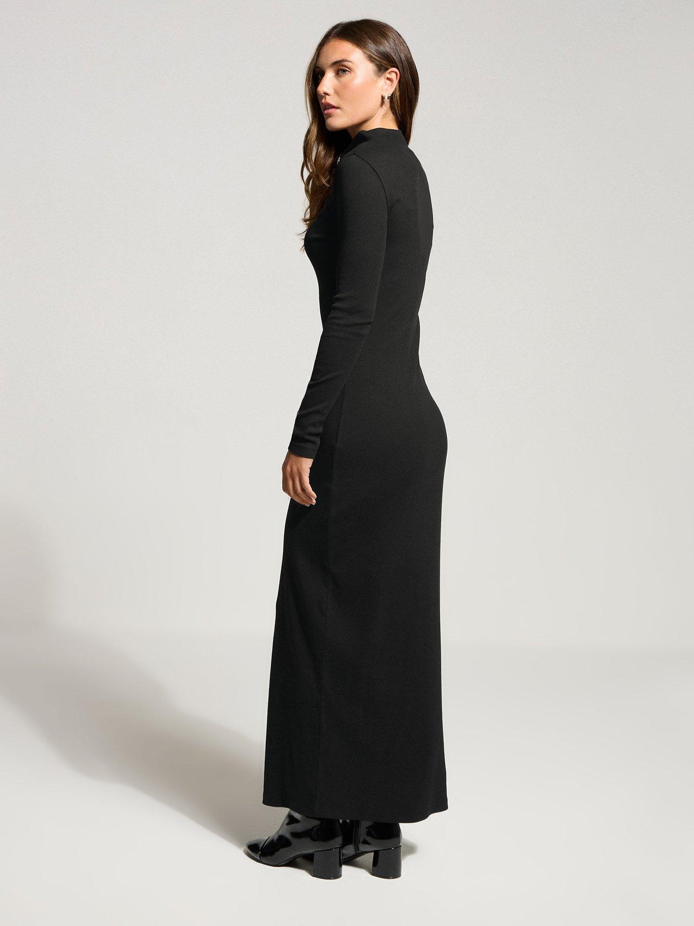Long Tall Sally Button Shoulder Maxi Dress Black Very - Main Image